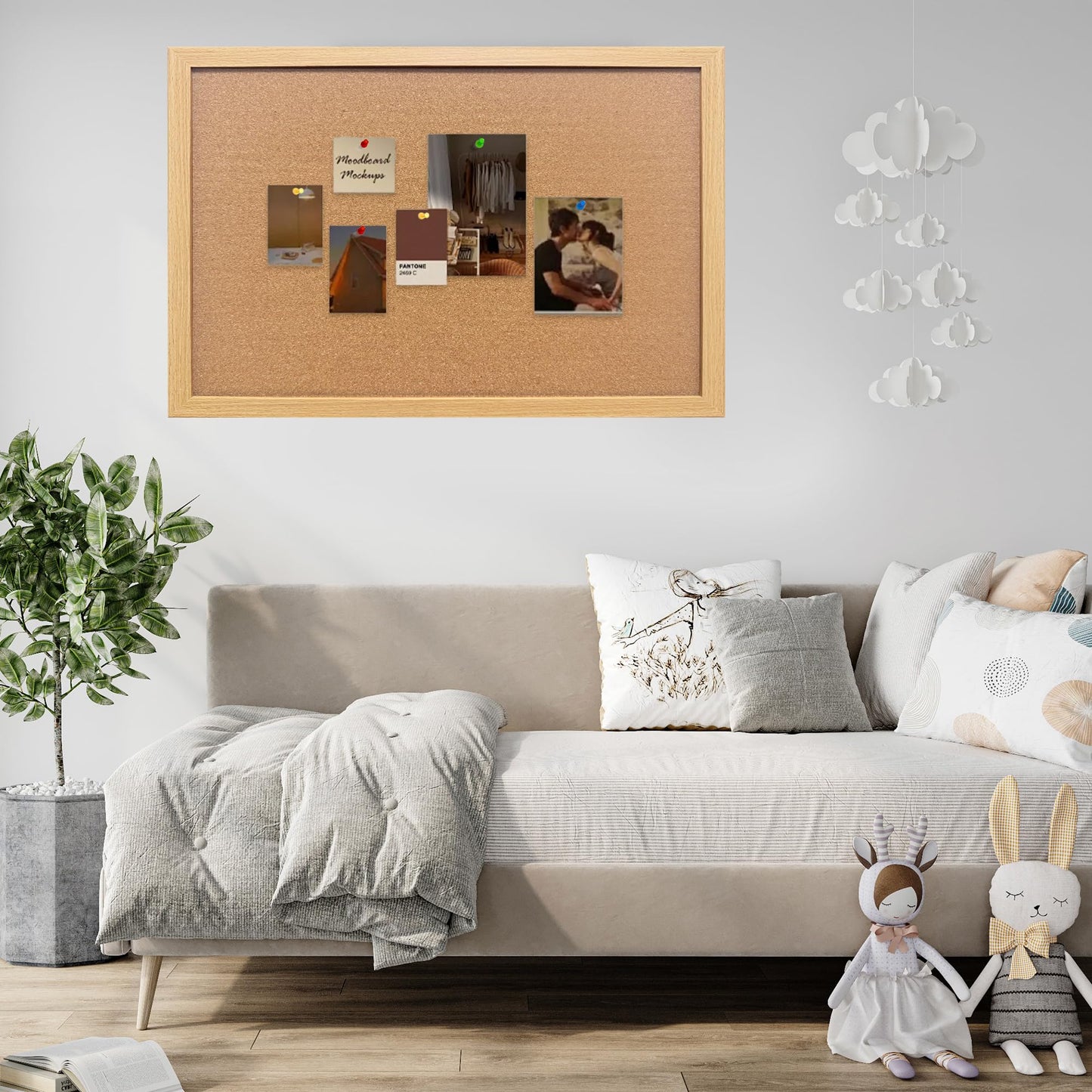 Yunihome Cork Bulletin Board, 36x24 Inches Hanging Cork Board Wooden Framed with Pins for Wall, Dorm Room, Office, Home Decor – Natural Cork & Black Frame