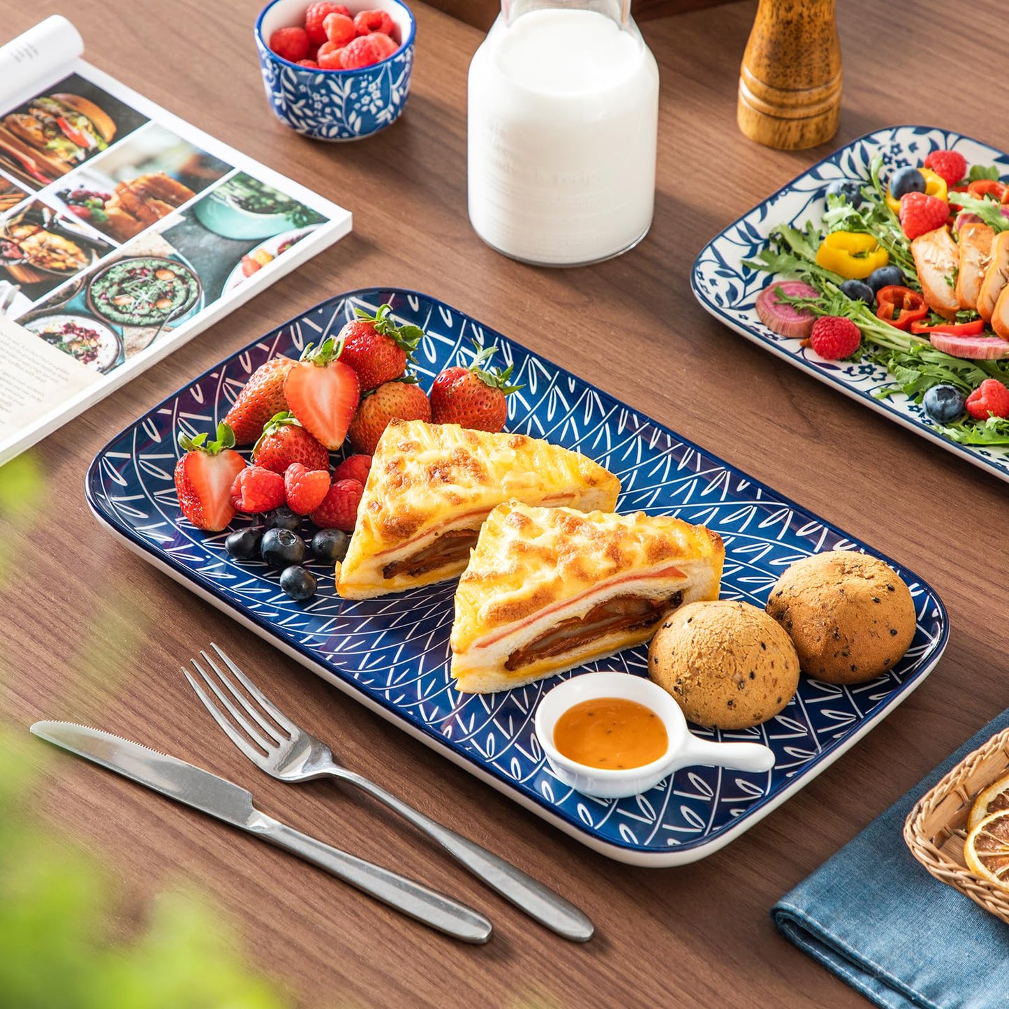 vancasso Porcelain Serving Trays for Party, Serving Platters Set of 3,Serving Dishes for Entertaining, Ceramic Party Trays and Platters for Serving Food, 16"/14"/12" Inch, Series Selene
