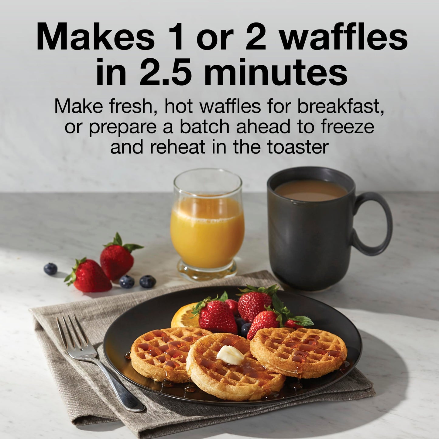 Proctor Silex Double Mini Waffle Maker Machine with 4” Round Non-stick Grids, 2 Individual Breakfast Keto Chaffles and Hashbrowns, Compact, 700 watts ,Black (26102MN)