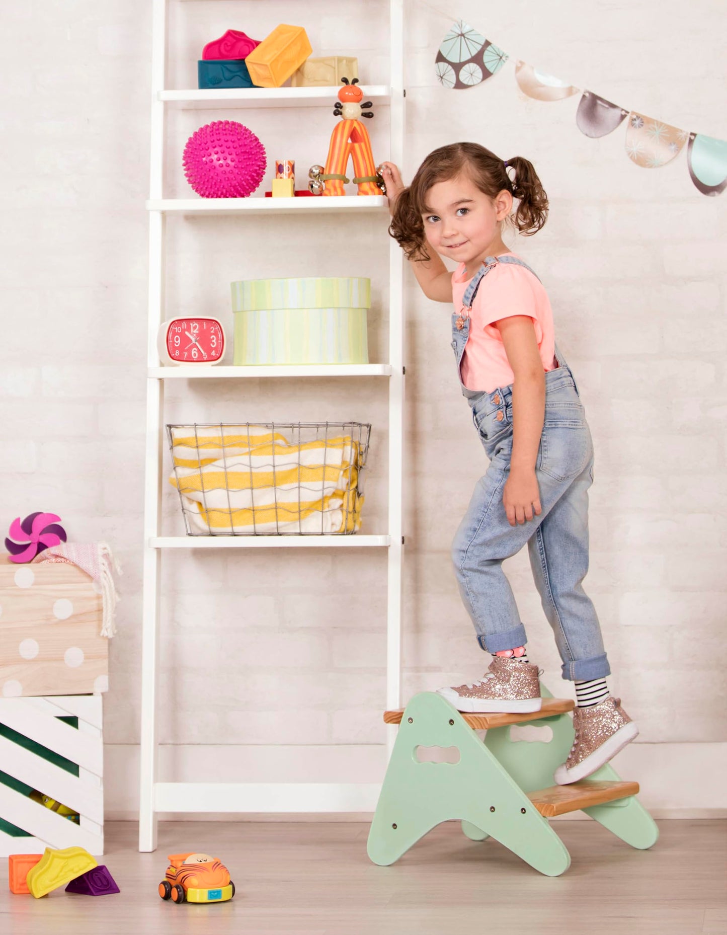 B. toys – Step Stool for Kids – Wooden Stepping Stool – Step Stool for Bedroom, Bathroom, Kitchen – Furniture for Toddlers, Kids – 2+ Years – Peek – A – Boost – Mint