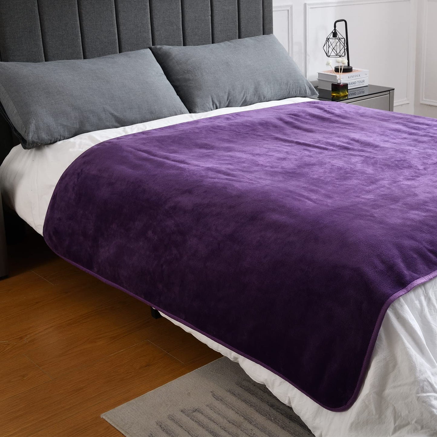Yaning Waterproof Blanket for Bed Couch Sofa, Soft Liquid Pee Proof Pet Blanket for Dog Puppy Cat, Reversible Sherpa Fleece Furniture Protector (Dark Purple, 50"x60")