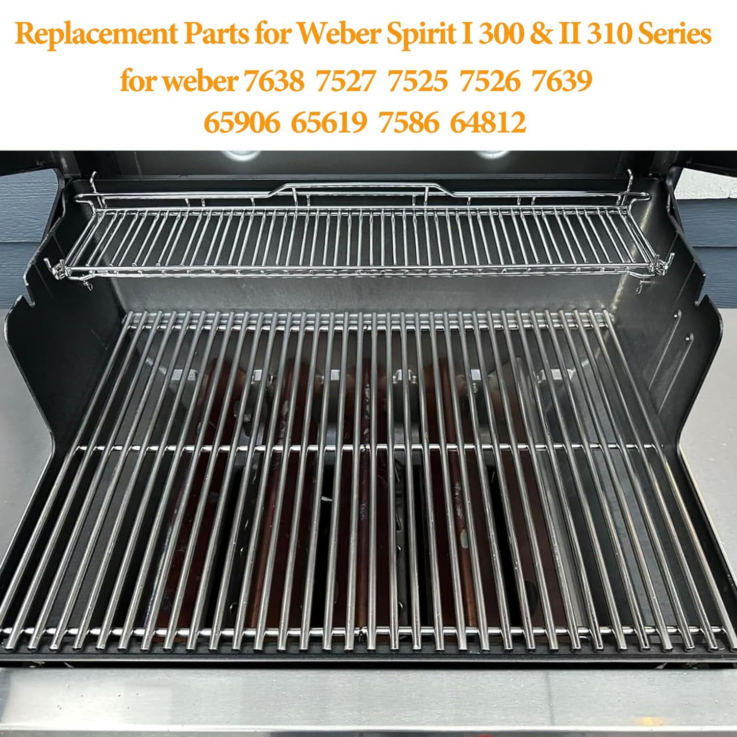 7638 Cooking Grid Grate for Weber Spirit E-310 E-320 S-310 300 Series Spirit II E-310 SP320 Spirit 700 Genesis Silver B/C, Genesis Gold B/C 46510001 47510001 45010001 49010001(2 Pack,Stainless Steel)