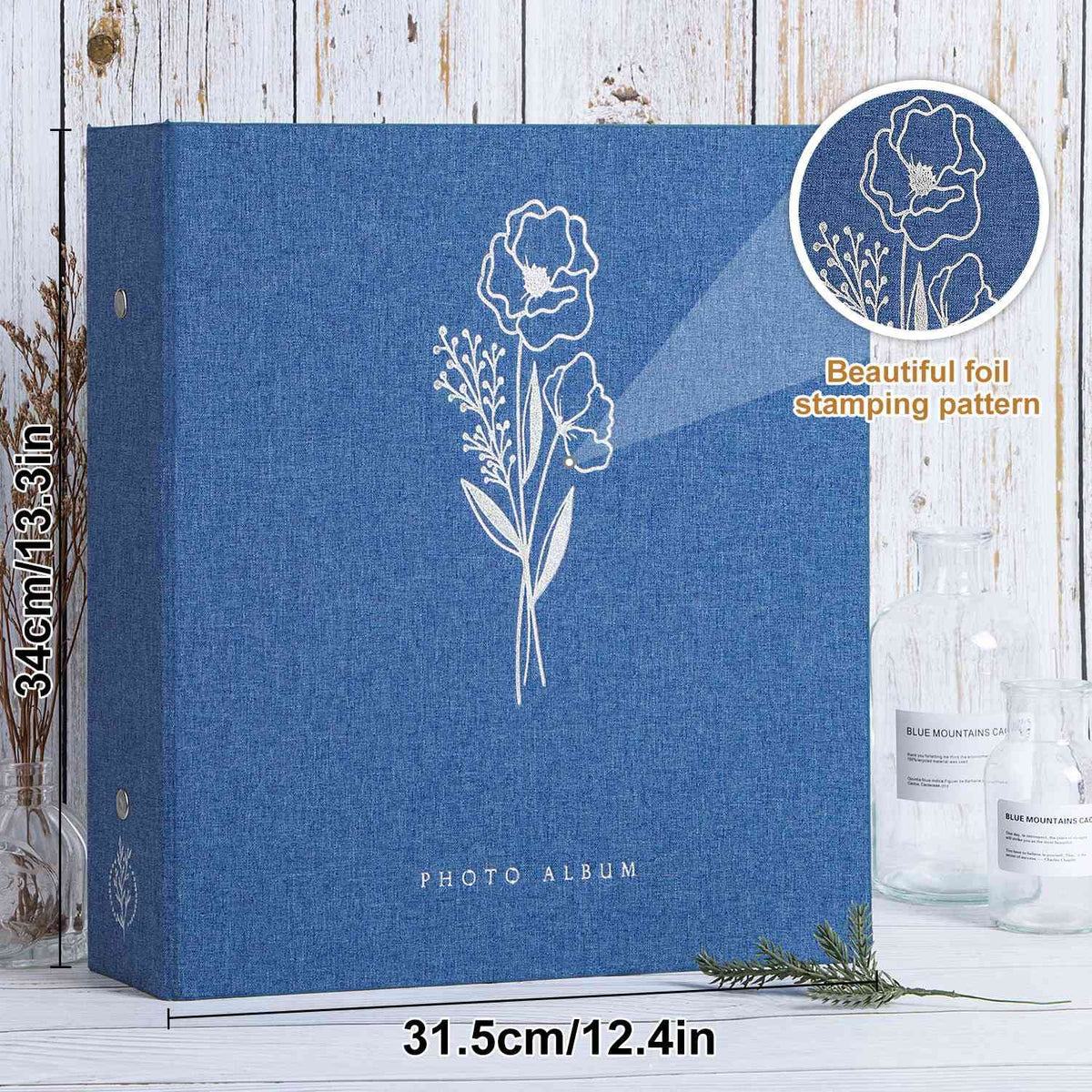 Lanpn Photo Album 4x6 1000 Pockets, Extra Large Capacity Linen Cover Picture Albums Holds 1000 Horizontal and Vertical Photos Blue