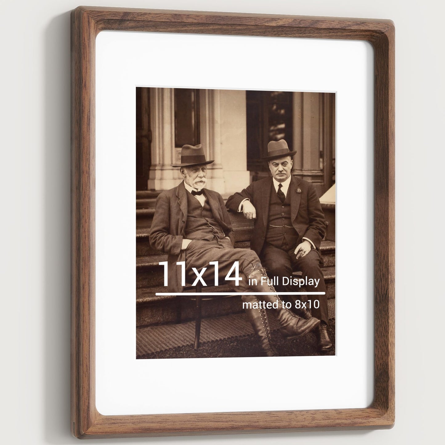 Heimlove 11x14 Picture Frames Natural Walnut,Original Wood Hand Make Crafted Diploma Frame with 8x10 Mat,Graduation Display,Family,Gallery Wall, Home Décor,Certificate Wall Mounted