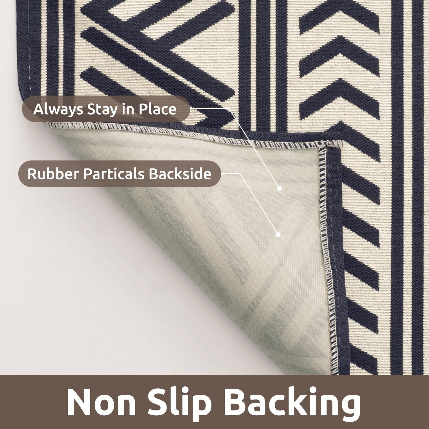 4x6 Outdoor Rug Braided Indoor Outdoor Rugs Carpet Non Slip Outdoor Patio Rug with Rubber Particles Backing, Boho Outdoor Area Rug for Patio Deck Front Porch Balcony Backyard Living Room, Navy