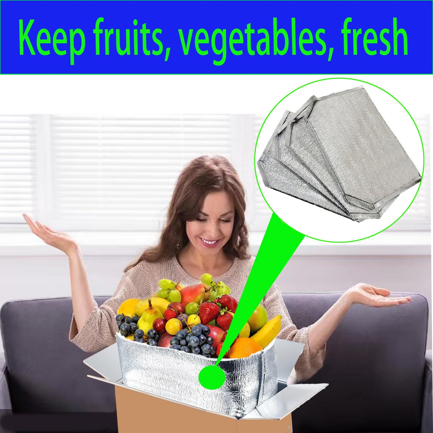 4 PACKS Reusable Insulation Bags Thermal Box Liners ,14 x 9.2 x 13.2 in Foil Thermal Box Liners for Takeaway packing insulation， Lunch Box Shopping Bag Insulation Lining Waterproof Insulation Package
