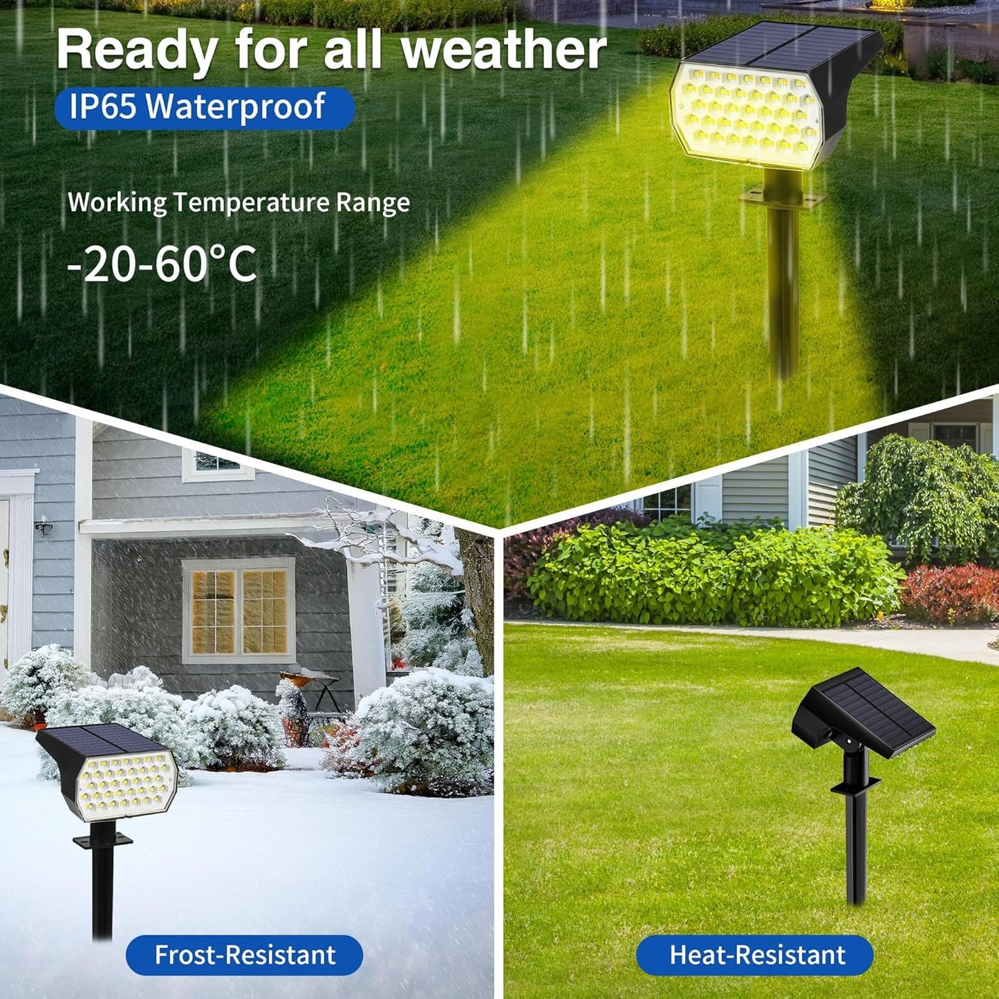 Solar Spot Lights Outdoor Waterproof, 3 Modes Landscape Spotlights, Dusk to Dawn Solar Powered Flood Wall Lights for Outside, Solar Garden Lights for Yard Porch (6PACK)