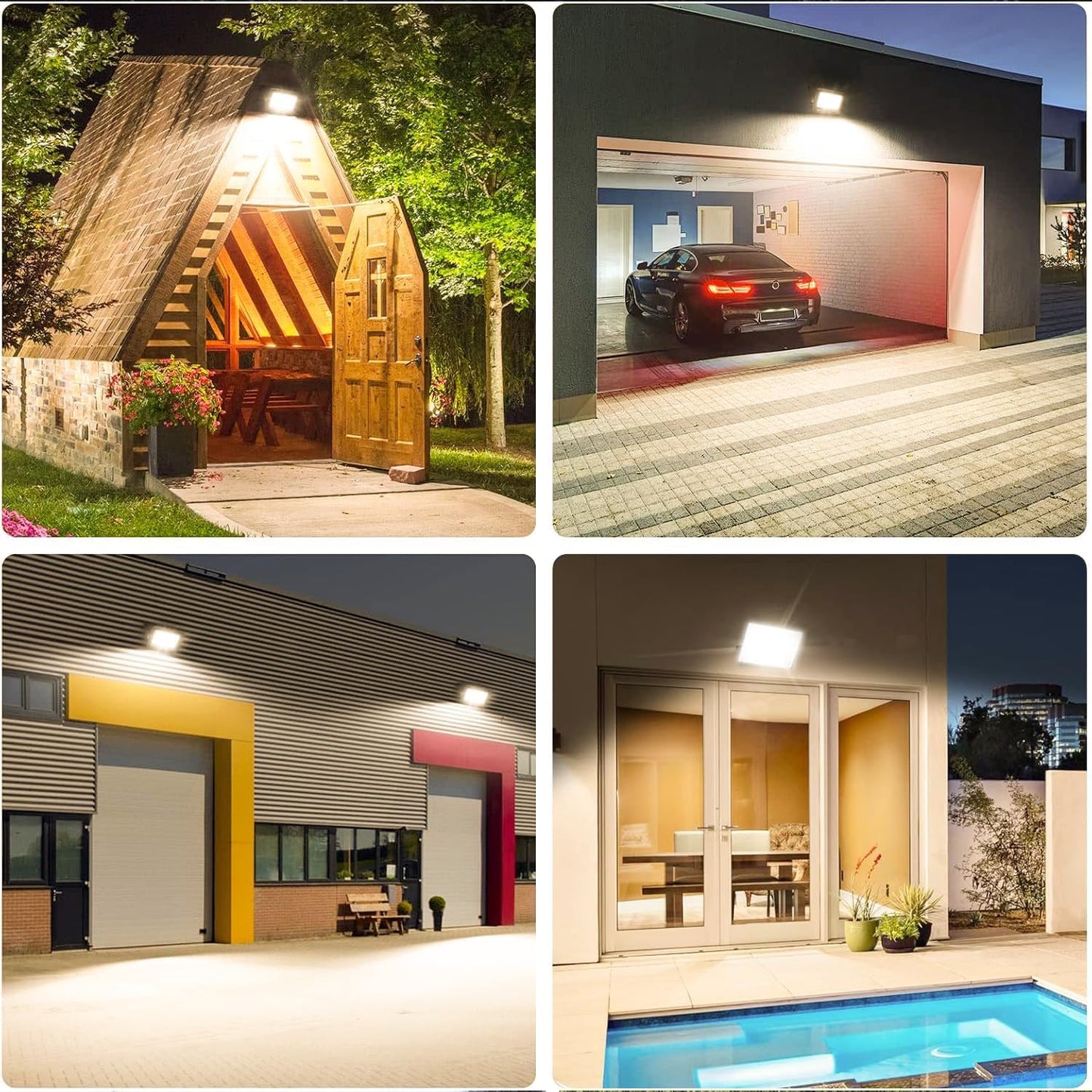 2 Pack 200W LED Flood Lights Outdoor, 3000K Warm White Plug in Flood Light, 20000LM Super Bright Security Lights Work Light, IP66 Waterproof Floodlight for Basketball Court, Yard, Garden, Playground