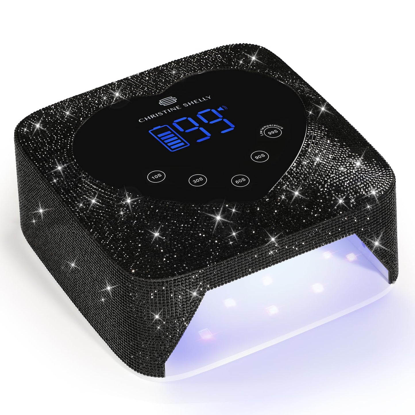 CHRISTINE SHELLY UV LED Nail Lamp 72W Rechargeable Sparkly Wireless Nail Dryer Gel Polish Light with 5 Timer Setting Professional Quick Dry Curing Lamp with Display Auto Sensor for Salon & Home, Black