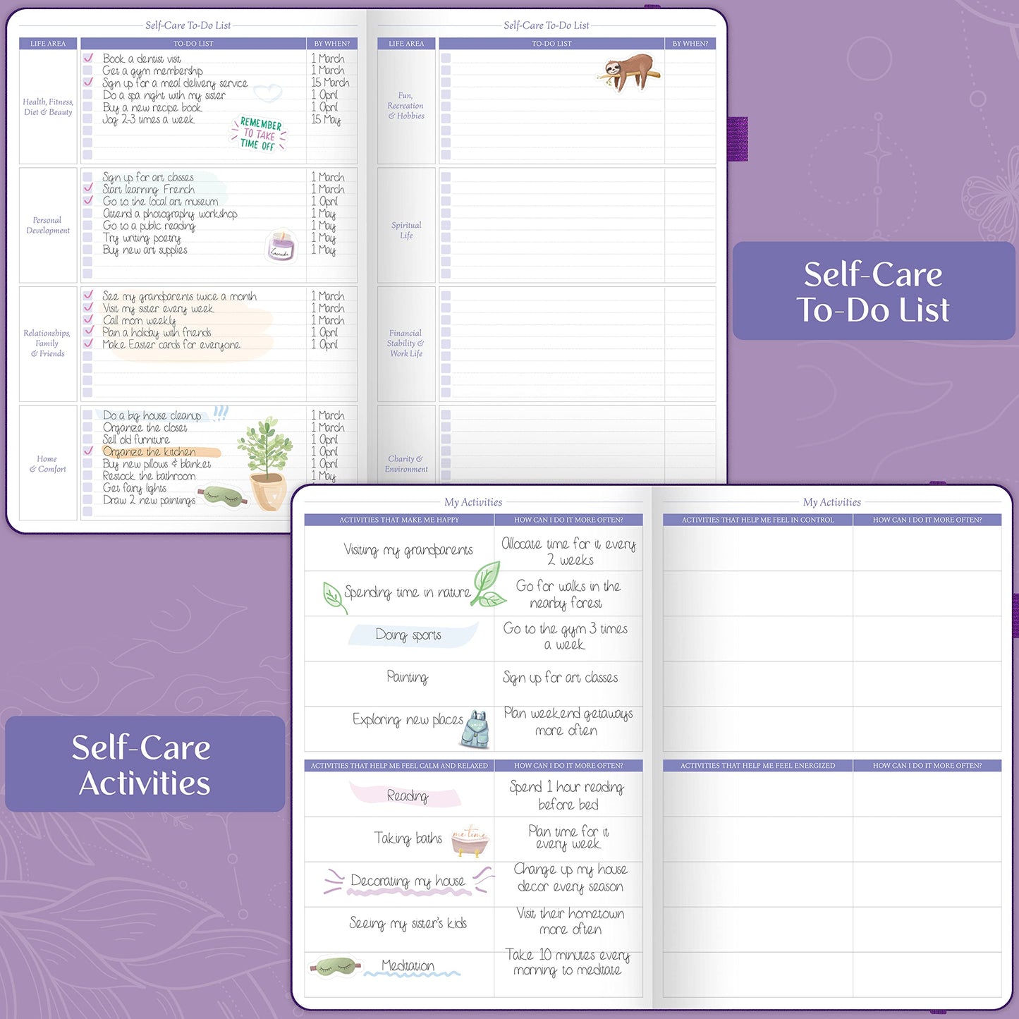 Legend Self-Care Journal – Guided Daily Reflection Journal to Support Mental & Physical Health – Daily Mood, Meditation & Personal Development Notebook – 7x10.5”, Lasts 3 Months (Purple)