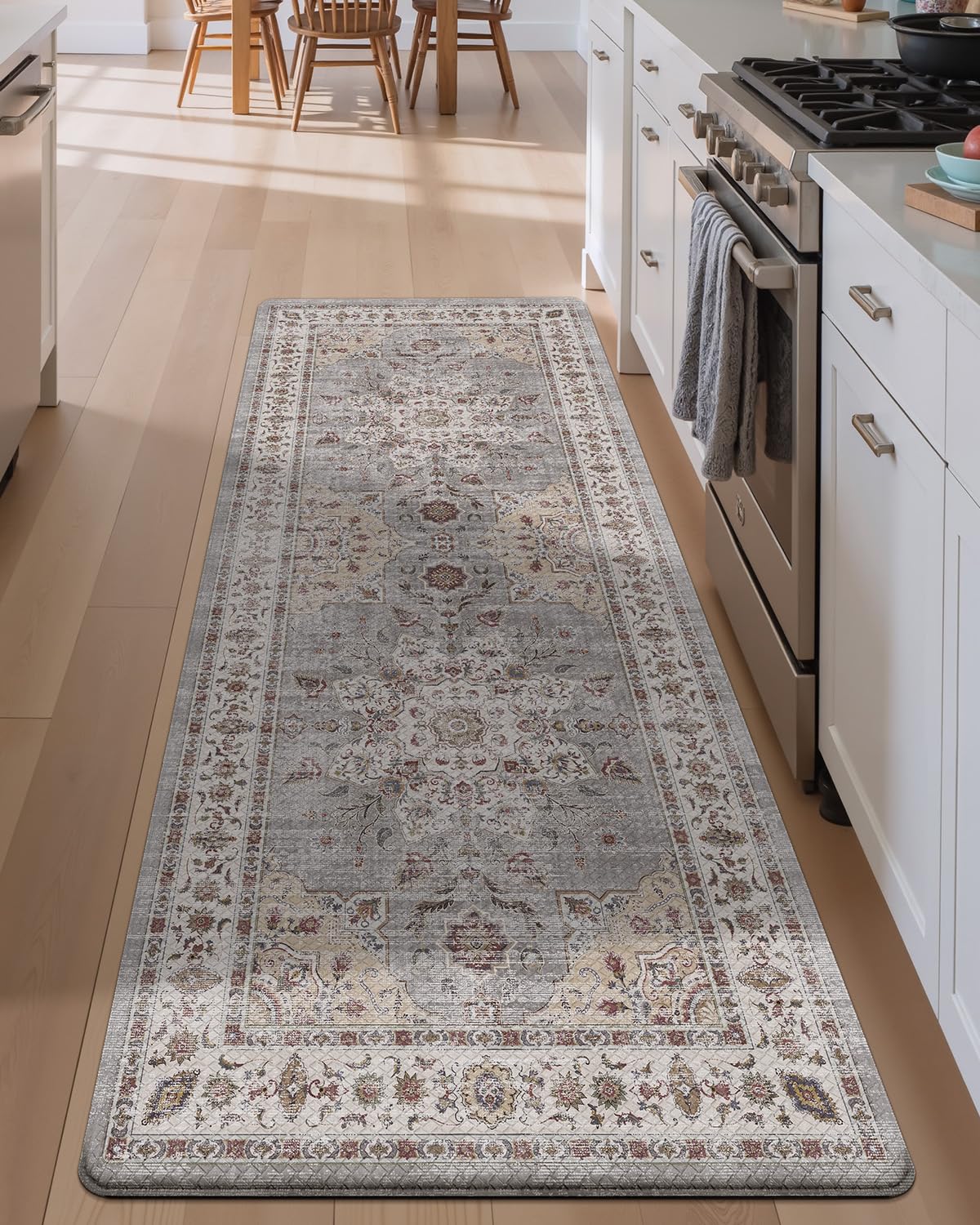 LUMI Kitchen Mat Anti Fatigue Cushioned, Memory Foam Padded Standing Rug Washable, Non Slip Comfort Floor Runner for Home, Sink, Laundry, Office, 24" x 59", Grey
