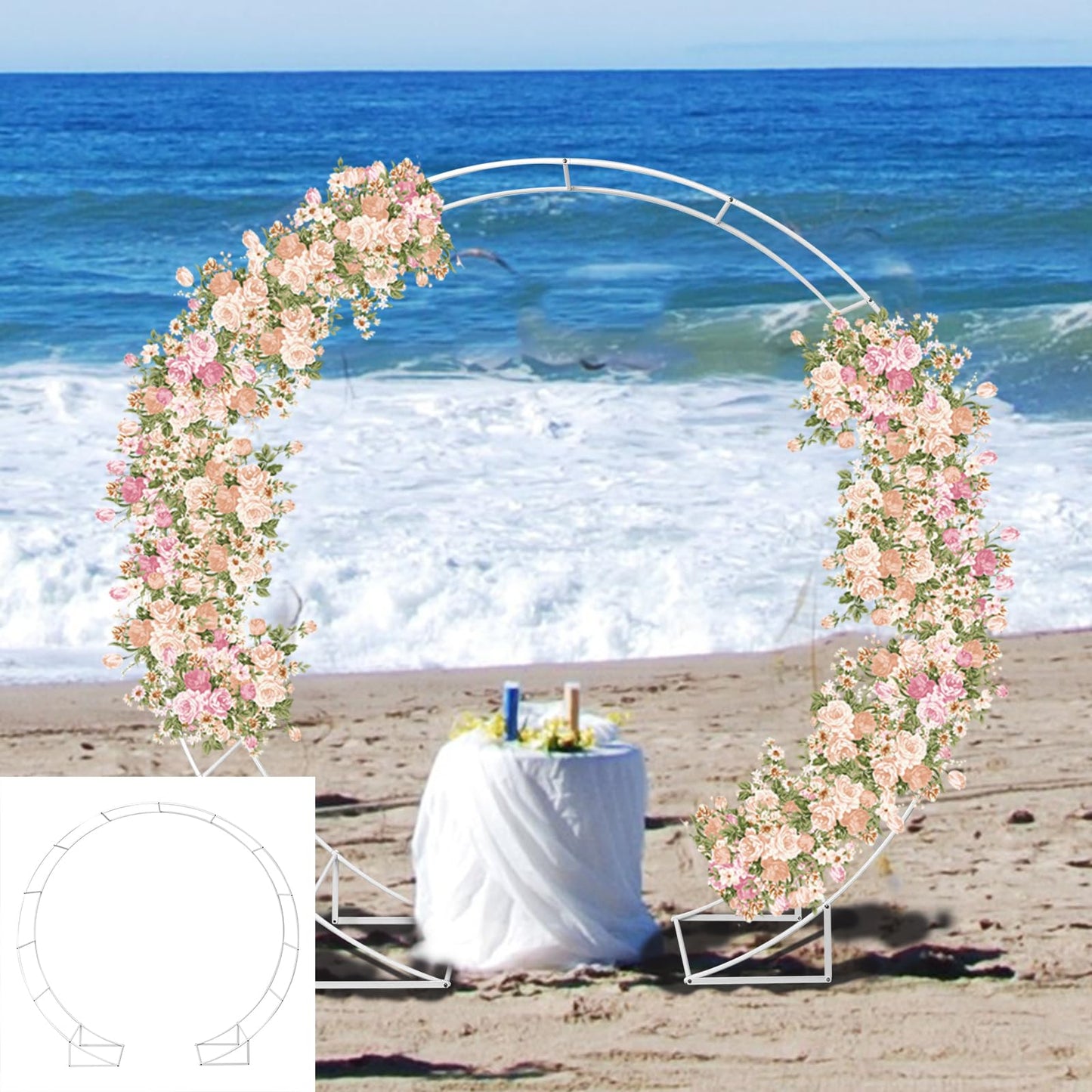 Heyfurni 200cm Round Garden Arch,Wedding Arch,Balloon,Metal Circle Backdrop Stand for Parties, Balloons, Baby Showers, Birthday Celebrations,6.6ftArch, Easy Assembly,200 x100cm, Sqaure, Metal