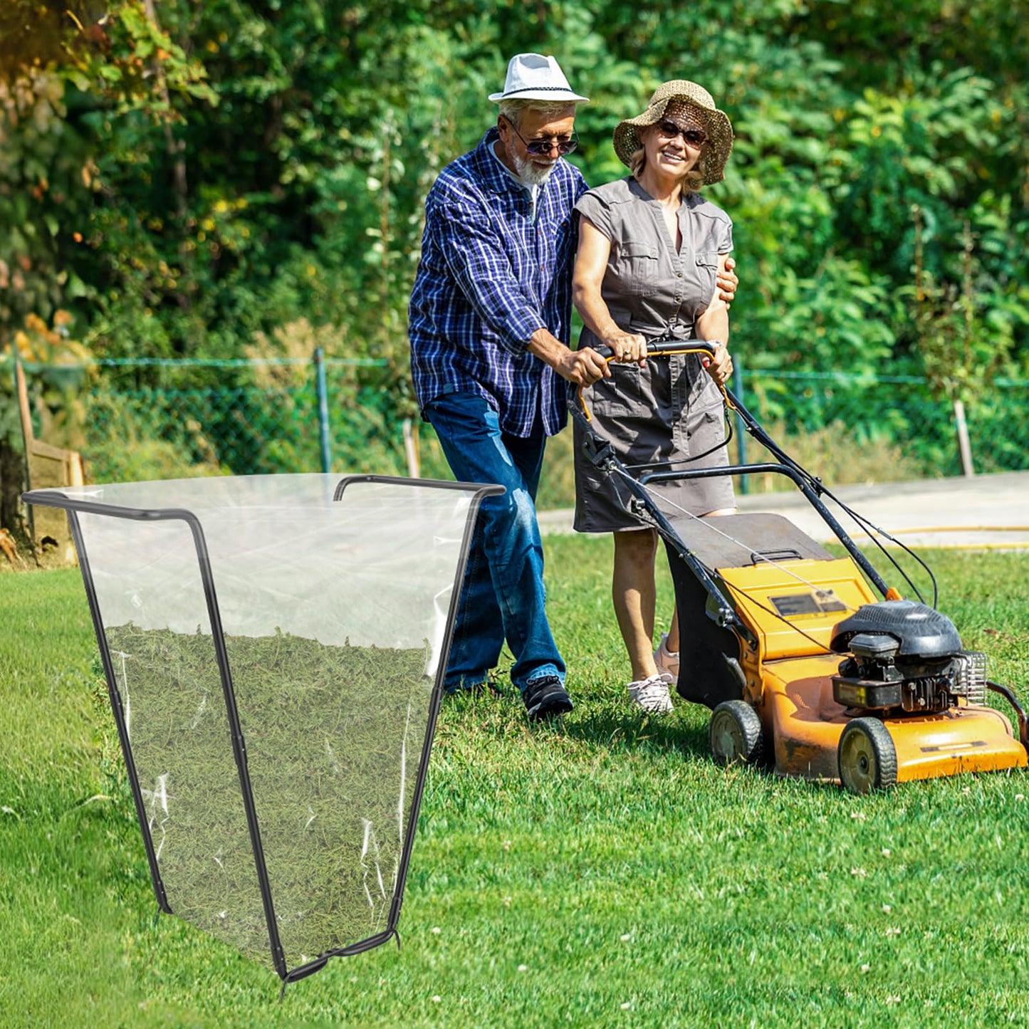 2PCS Outdoor Trash Bag Holder Metal Garbage Bag Holder for Yard Work Frame Holds 30-45 Gallons Trash Bags Portable Leaf Bag Holder for Leaves Camping Lawn Party Weeding Yard Gardening（2pcs+8clips）