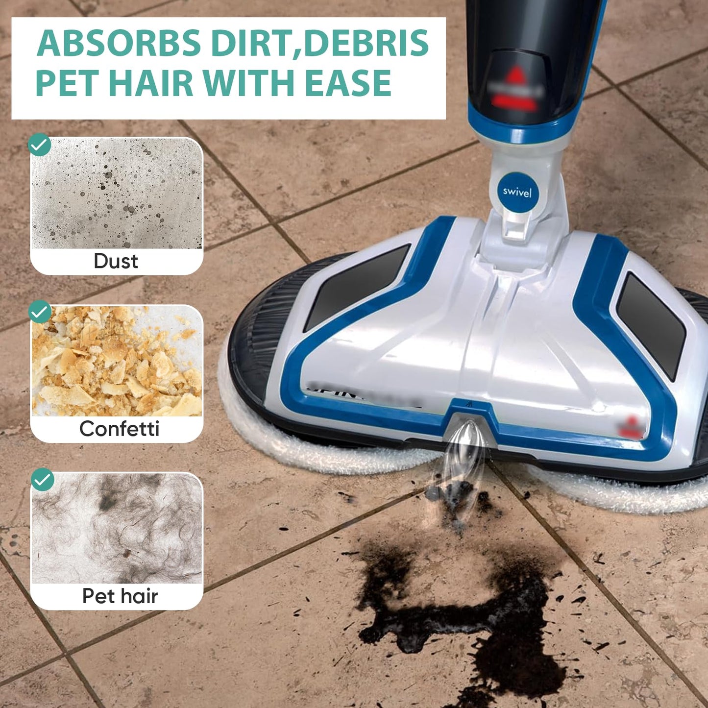 BIHARNT 8 Pack Spin-Wave Mop Replacement Pads Compatible with Bissell Spin-Wave 2039,2039A,2124,2307,23157,20391,20399 Series Steam Mop Pads for Bissell Spin-Wave Hard Floor Cleaner