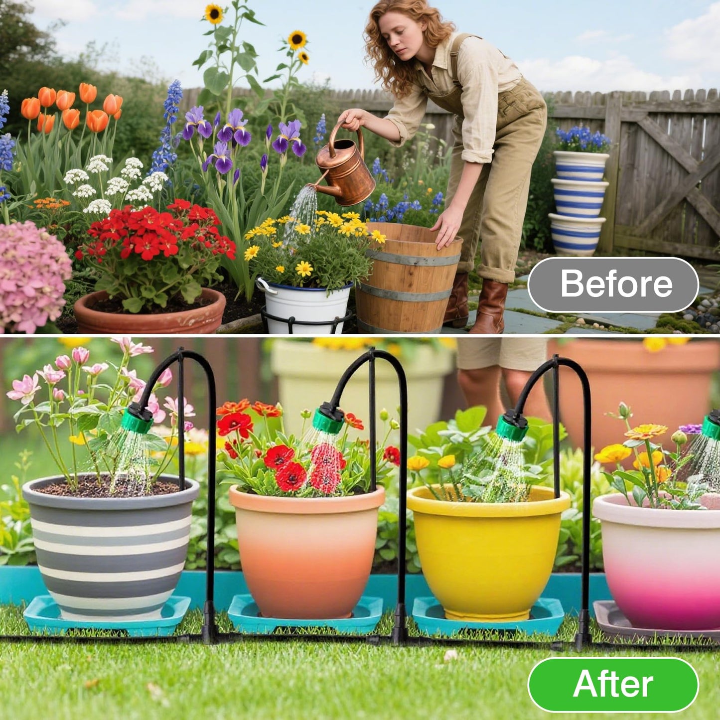 Solar Drip Irrigation System, Auto Watering Kit for 10 Pots, Solar-Powered Plant Watering, 12 Timer Modes, Automatic Garden Watering System for Greenhouse, Balcony & Patio Irrigation System