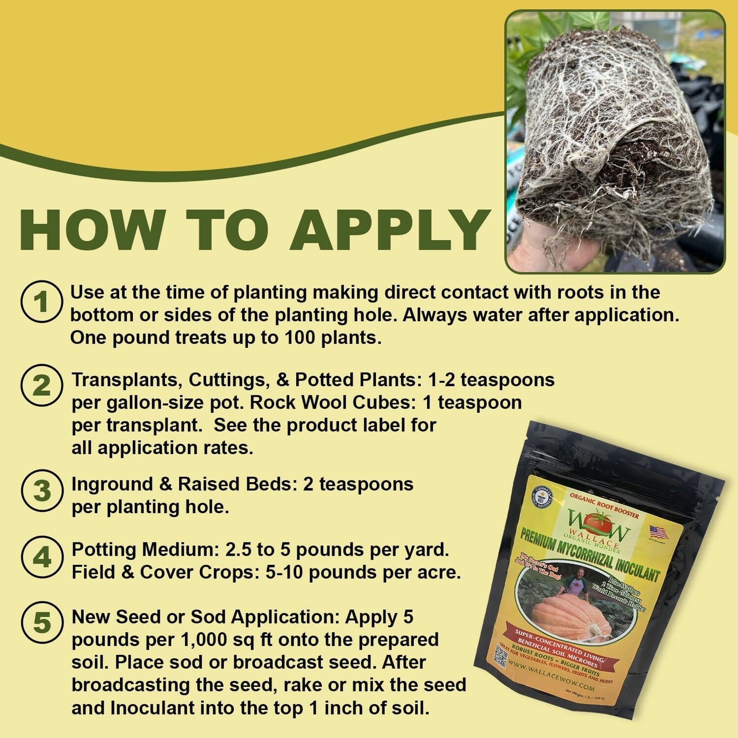 Wallace Organic Wonder Mycorrhizal Inoculant 1 Pound Mycorrhizal Fungi - Super Concentrated - Fresh Mycorrhizae for Plant, Garden Soil, & Potting