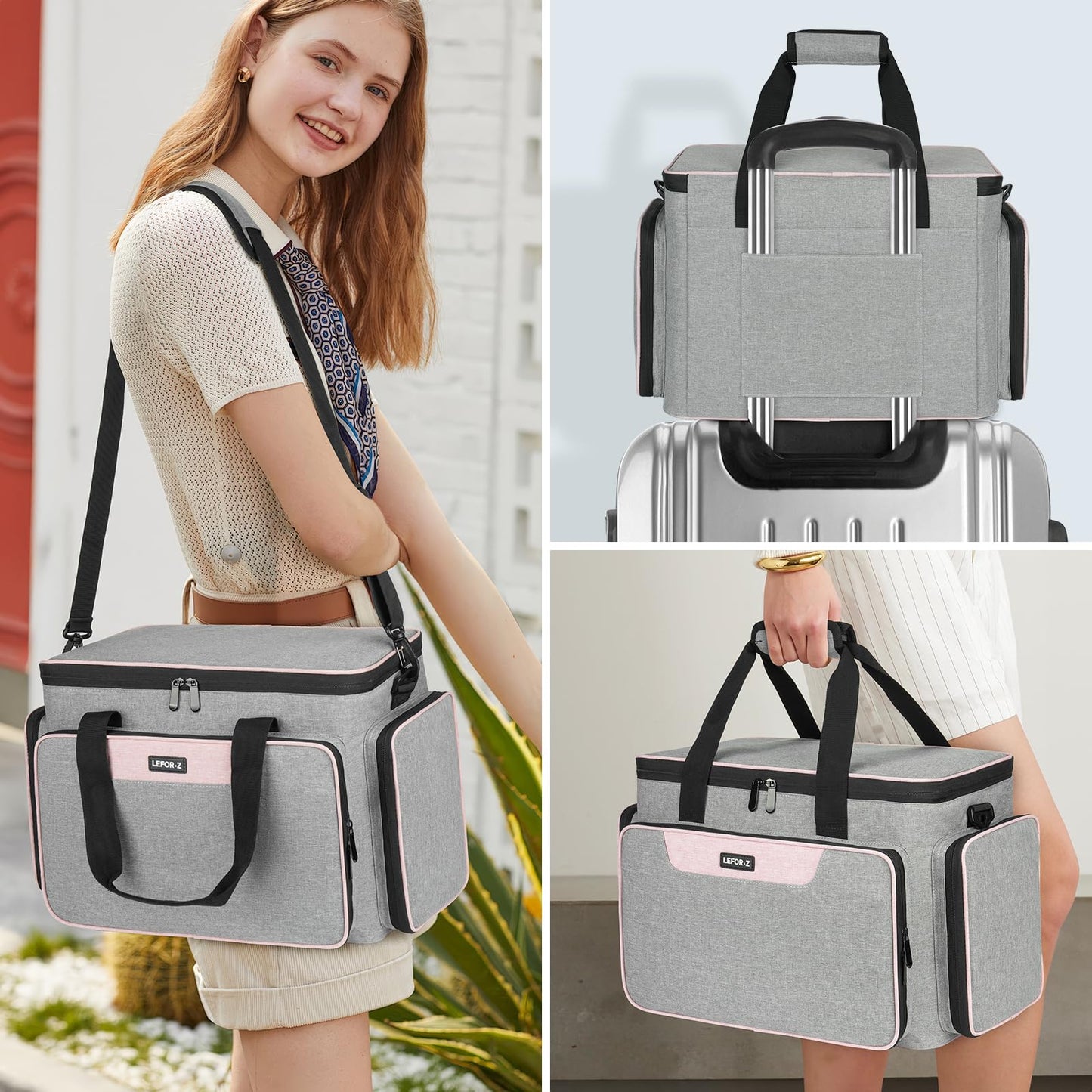 Sewing Machine Carrying Case Bag Compatible with Most Standard Singer,Brother,Janome with Multiple Storage Pockets,Universal Travel Tote Bag with Shoulder Strap for Sewing Machine and Supplie,Grey