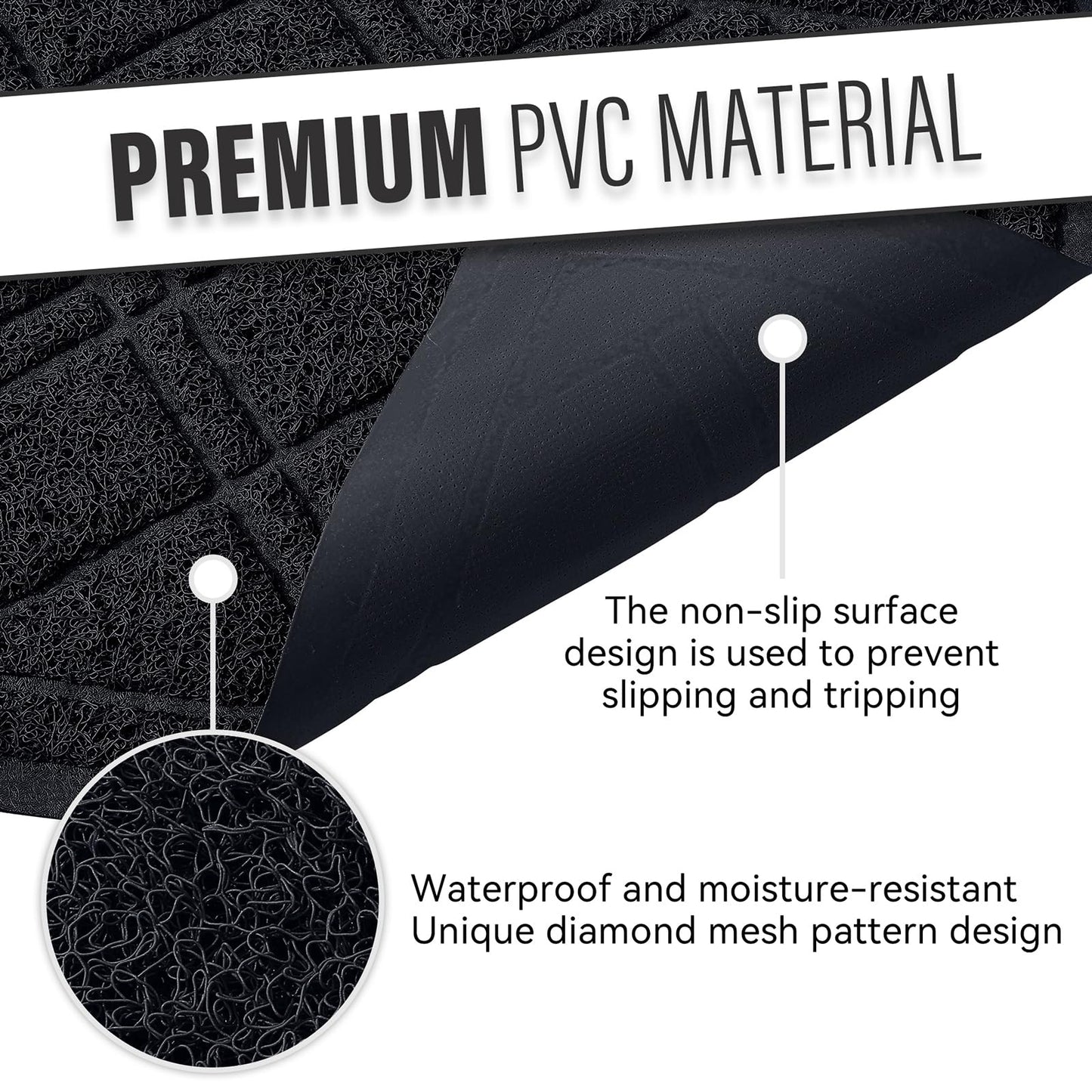 Front Door Mat Outdoor Mat for Entrance, Non-Slip Low Profile Doormat, Durable Dirt Trapper Welcome Mat Shoe Mat for Outdoor, Indoor, Front Back Doors, Entrance, 32"x48", Black
