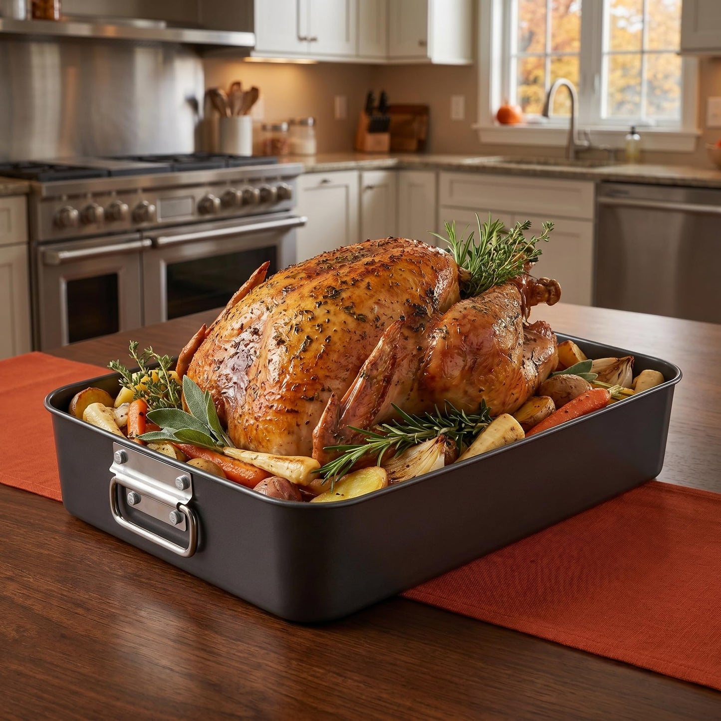 Jucoan Lasagna Pan 3 Inch Deep, 16 x 11.5 Inch Baking Pan for Oven, Non-Stick Baking Dishes Roasting Pan Brownies Pan for Baking, Roasting, Dishwasher Safe