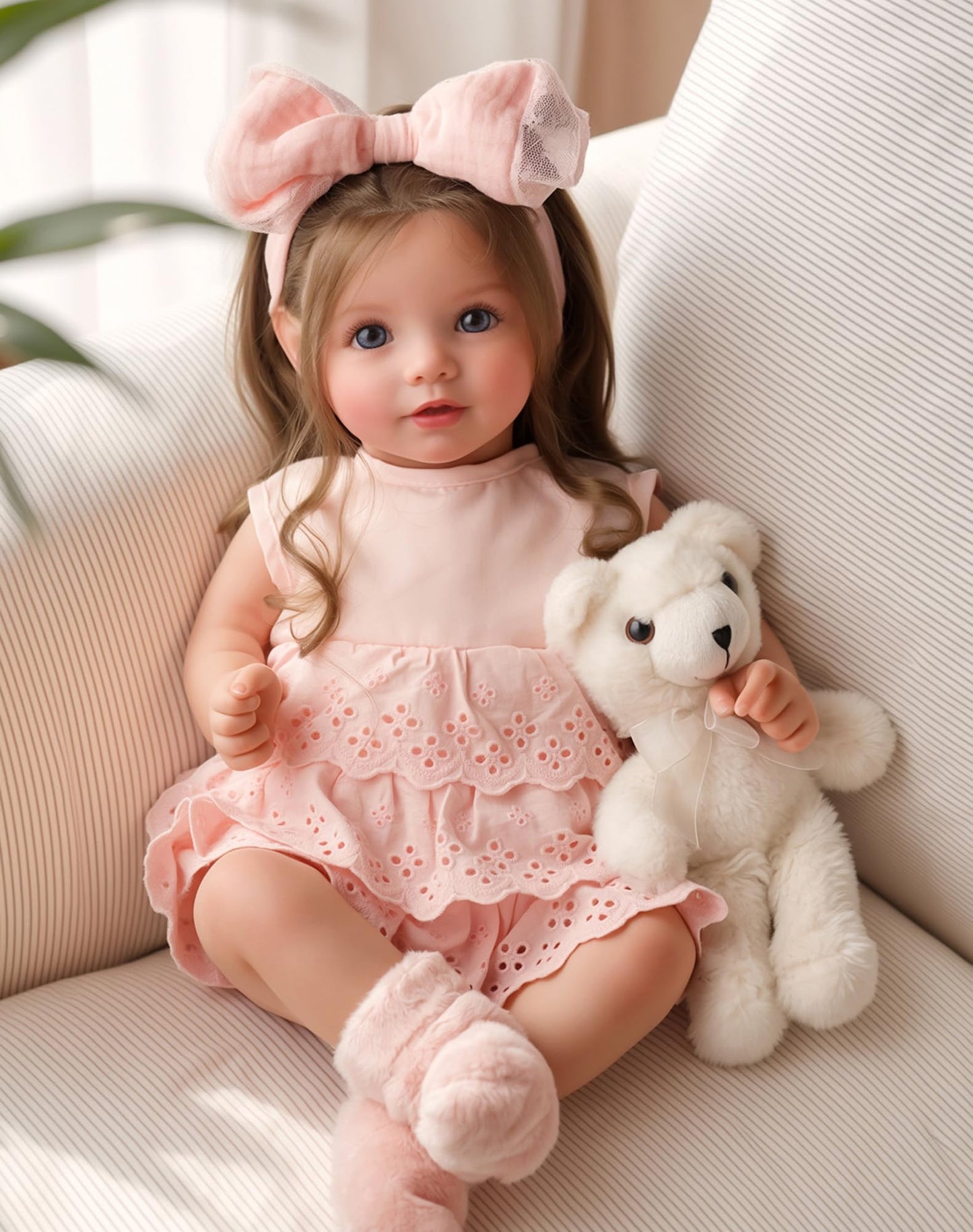 BABESIDE Lifelike Reborn Baby Dolls Dara - 20 Inch Realistic-Newborn Baby Doll Brown Hair Girl Handmade Real Life Toddler Dolls with Clothes and Toy Accessories Gift for Kids Age 3+