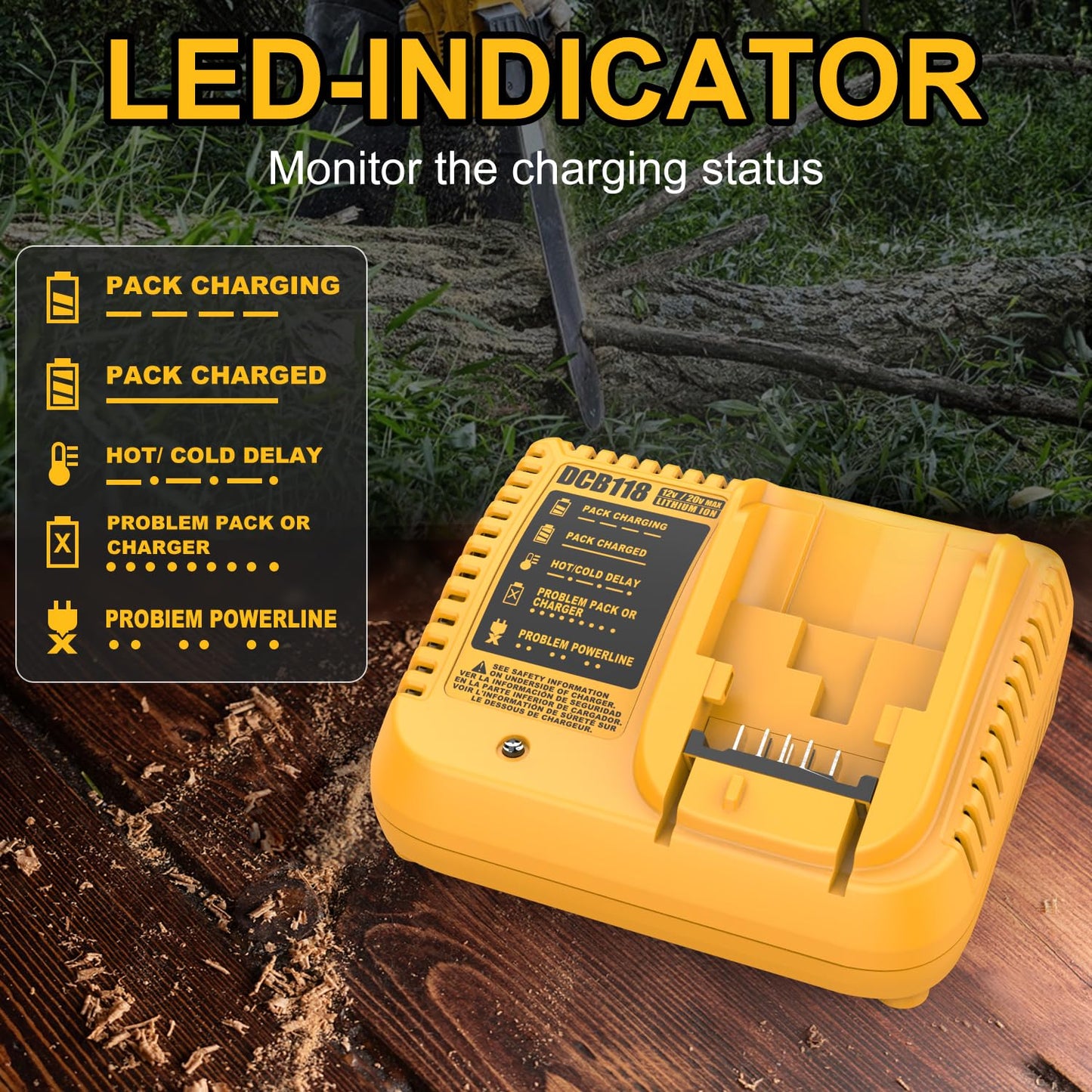 Bakipante DCB118 Fast Battery Charger Replacement for Dewalt 12V 20V Charger DCB115 DCB112 DCB105 DCB107 Compatible with Dewalt Lithium Batteries DCB120 DCB200 DCB206 DCB204