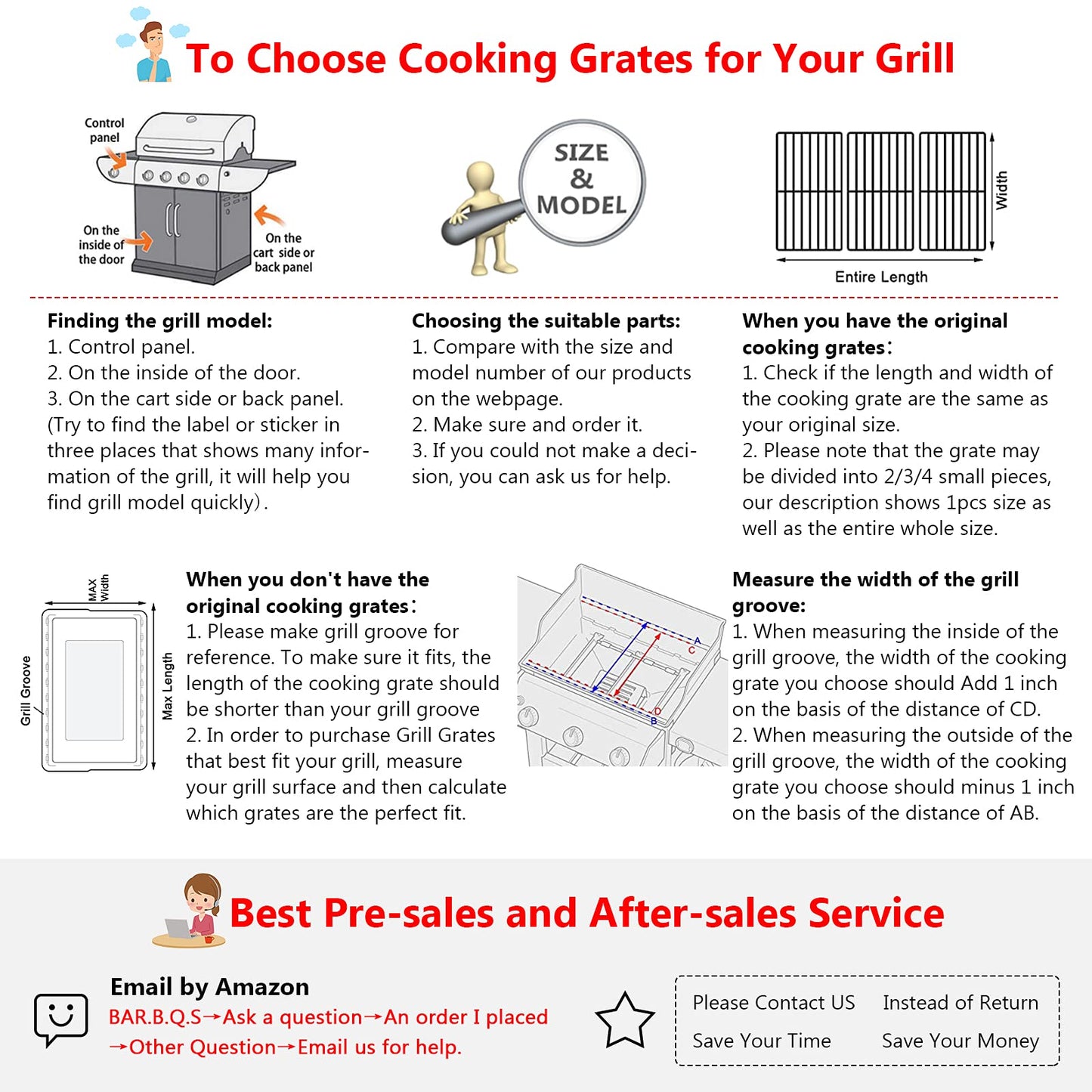 Grill Grates for Charbroil Performance 463342119 463347017 463335517 463376017, Grill Grates Replacement for Char-Broil 463347418 463347519 463342118 463347518, G470-0003-W1 G470-0002-W1, 18" x 25"