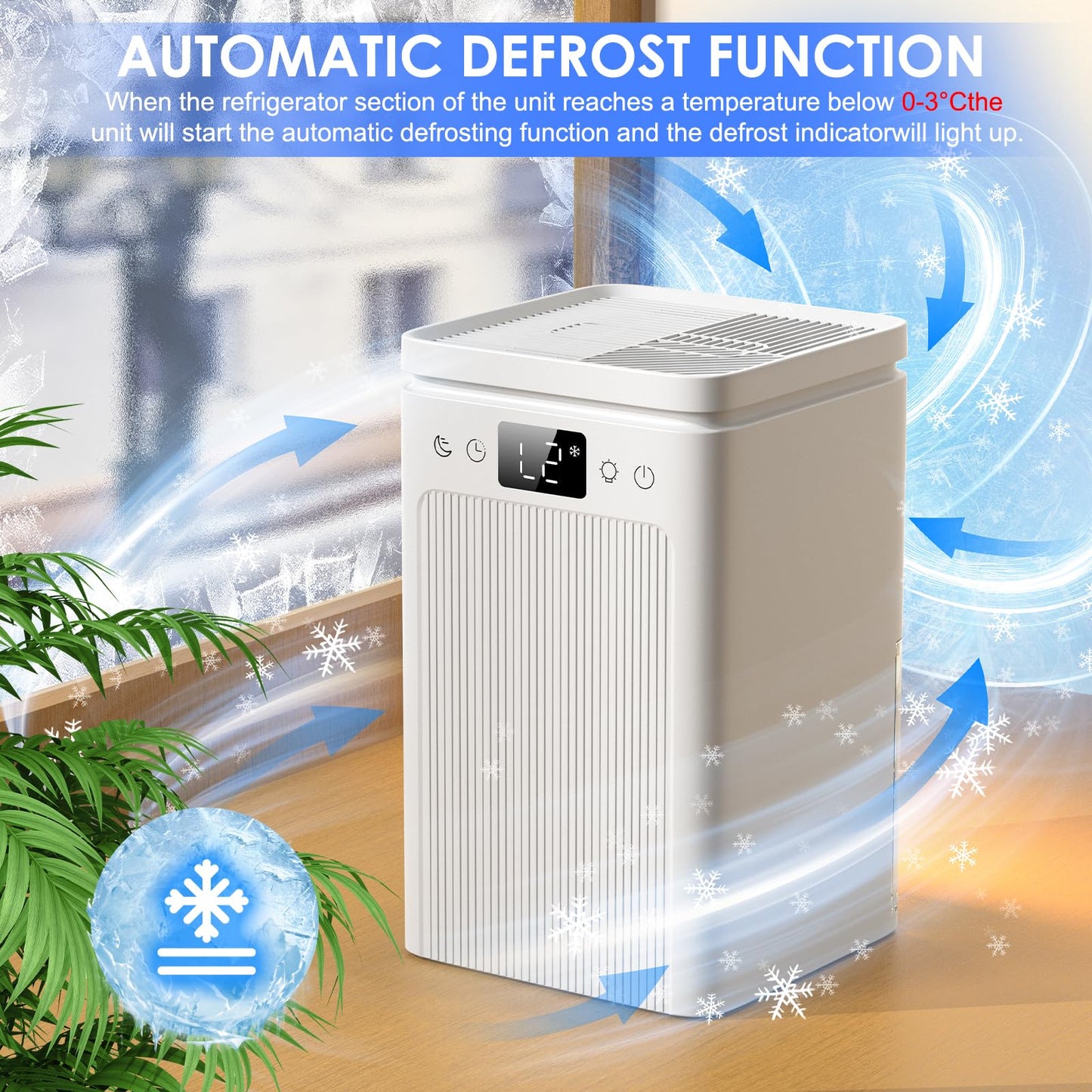 Dehumidifier for Home, 75 OZ Water Tank, Quiet Dehumidifiers for Home with Auto Shut Off, Auto Defrost, Timer, Sleep Mode, 7 Color Light Dehumidifier for Basement, Bedroom, Bathroom - White