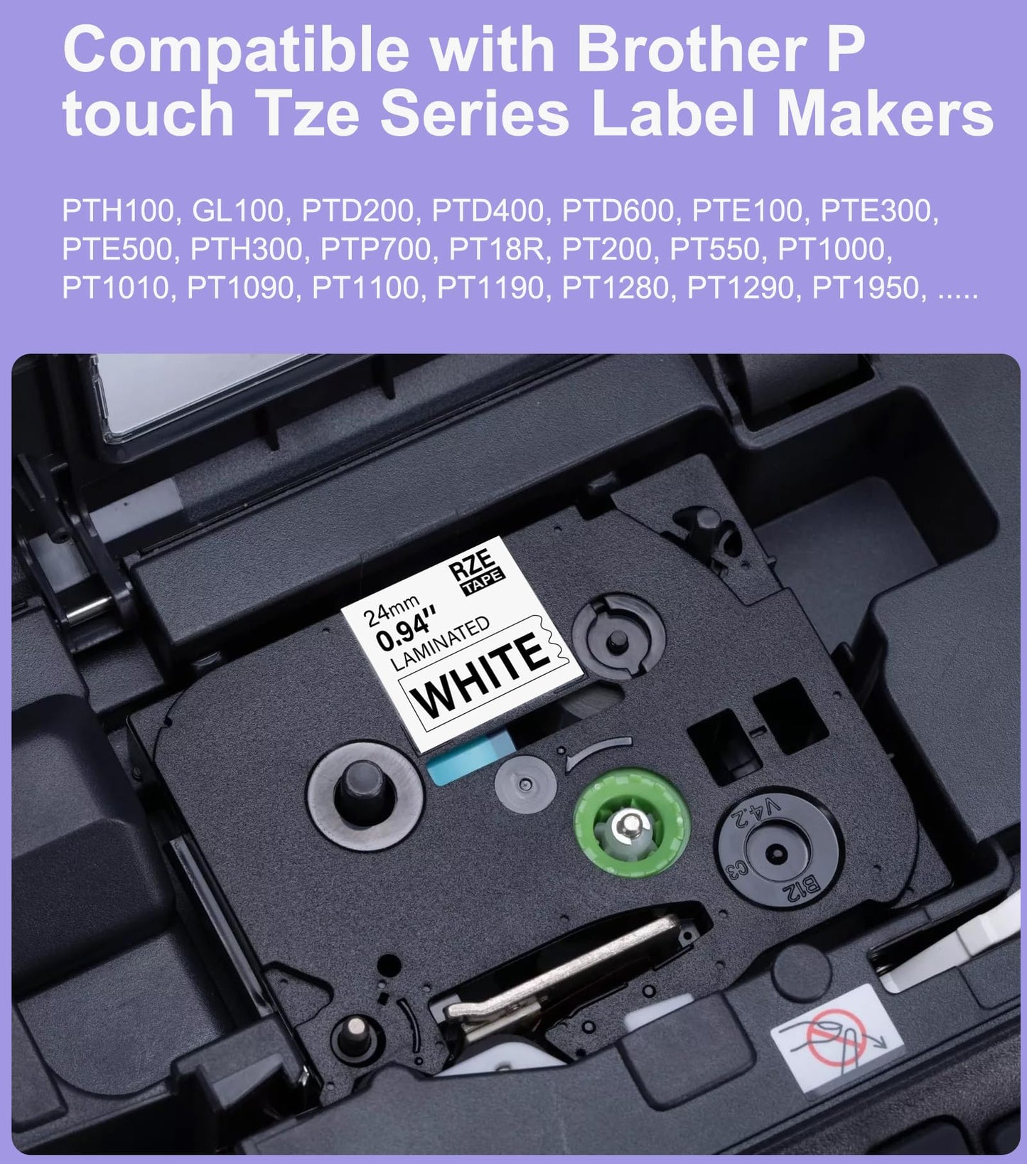 6-Pack Tz Tape 24mm 0.94''Laminated Tze-251 Tze-151 Tze451 Tze551 Tze651 Tze751,Compatible Brother P-Touch Label Maker Tape Refill,for Brother Ptouch PTD400 PTD410 PTD600
