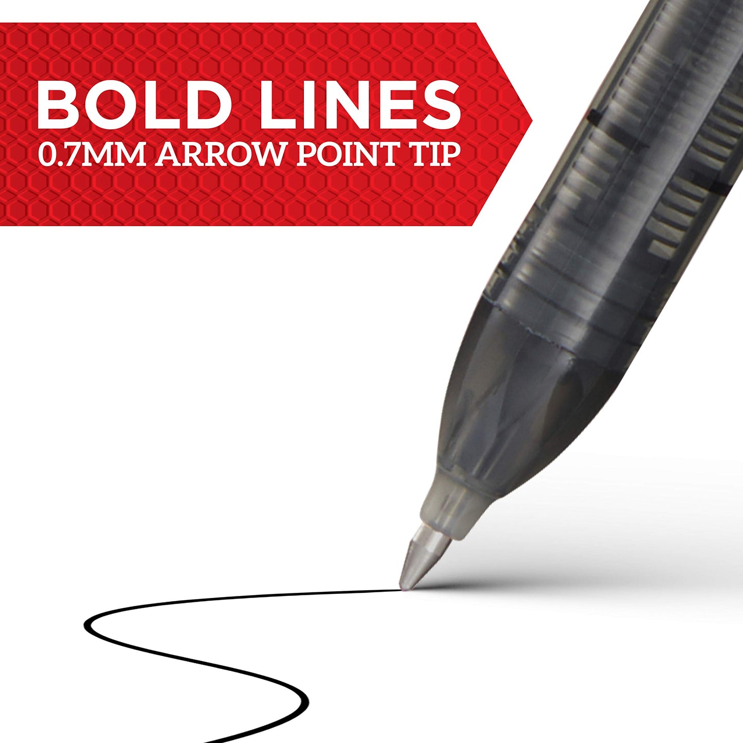 Sharpie Rollerball Pen, Arrow Point (0.7mm) Pen for Bold Lines, Black Ink, 12 Count
