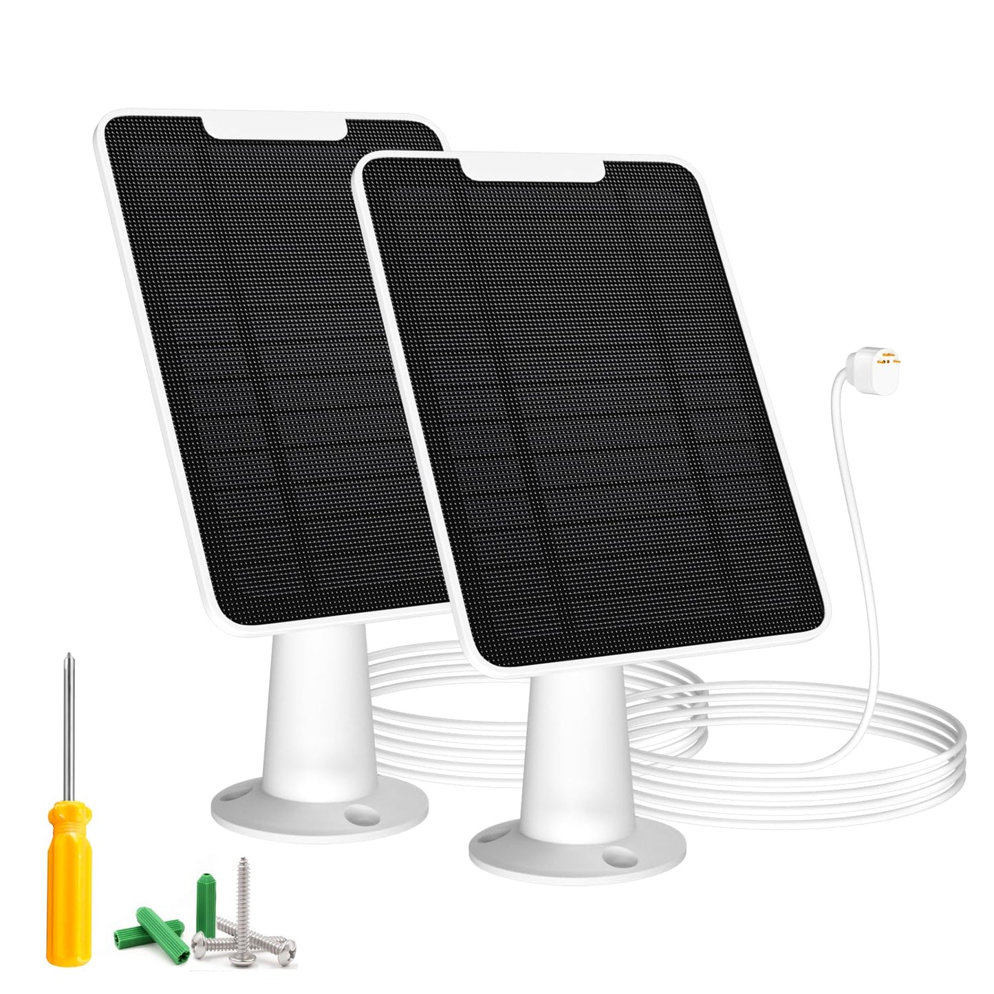 Solar Panel Charger Compatible with Google Nest Camera Outdoor & Indoor (Battery Version), Solar Power for Google Nest Cam, IP65 Weatherproof, with Secure Wall Mount & Screwdriver, 13ft Cable, 2 Pack