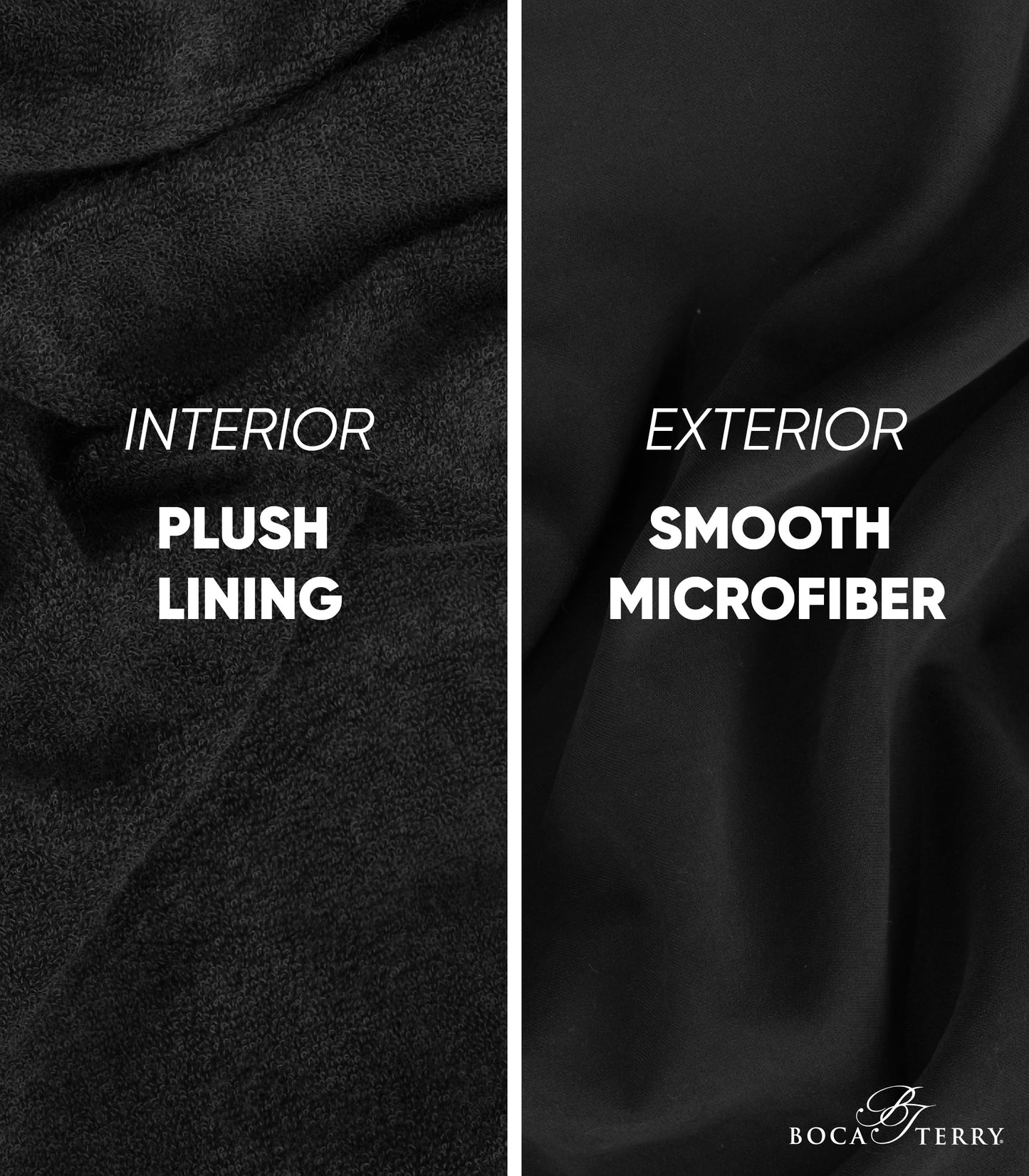 Boca Terry Mens Plush Robe, Big & Tall Bathrobe for Men, Warm Luxury Microfiber Robe - Medium, Black