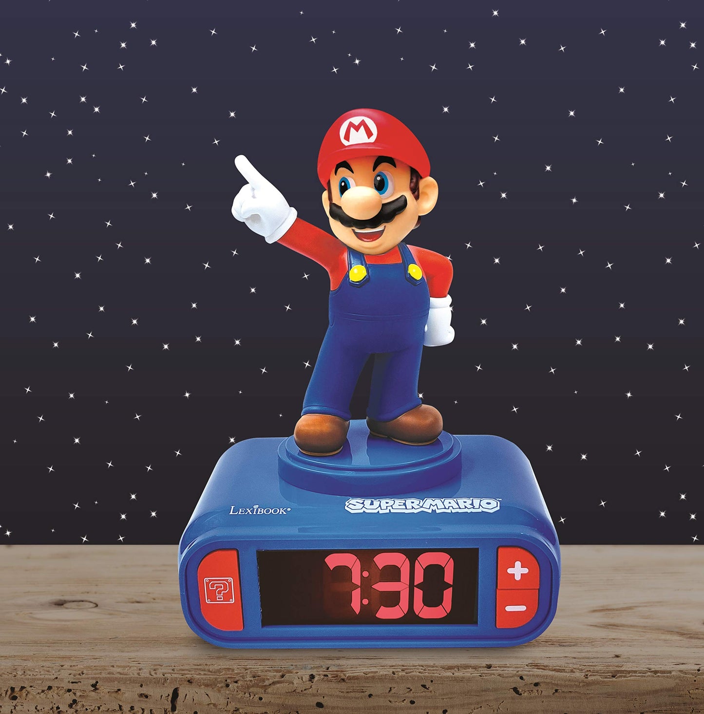 Lexibook Nintendo Super Mario Alarm Clock, from 3 Years, with LCD Digital Display, Child Remover, Blue/Red RL800NI
