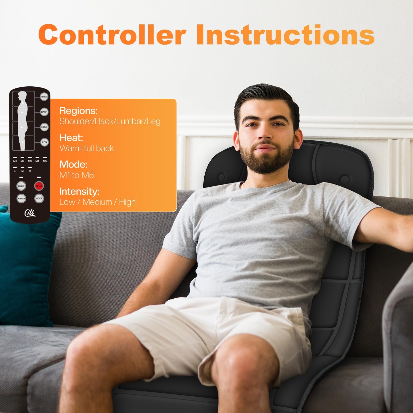 CILI Full Body Massage Mat, Back Massager Chair Pad,10 Vibration Motors & 5 Massage Modes for Recliner, Sofa, Bed,Massage Mattress Pad for Back, with Auto Shut Off, Gifts for Men,Women