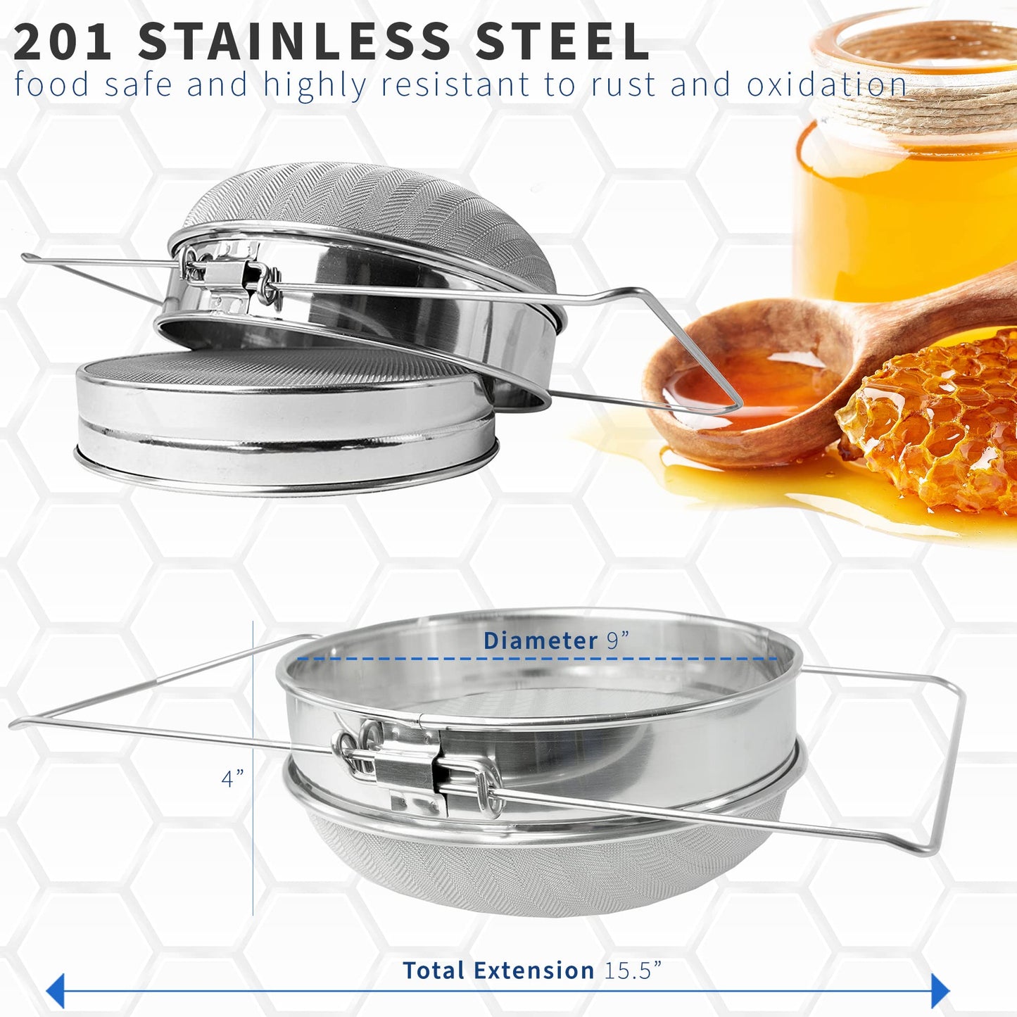 VIVO Honey Strainer Double Sieve Stainless Steel Beekeeping Equipment Filter