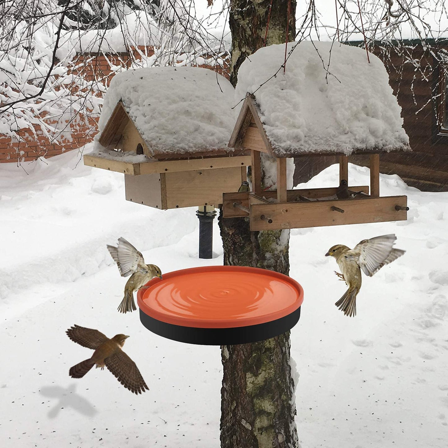 GESAIL Heated Bird Bath for Outdoors for Winter, 3 Easy Ways to Mount Detachable Bird Bath Bowl, 75W Heated Bird Baths with Thermostatically Controlled for Garden Yard Patio Lawn, Terracotta