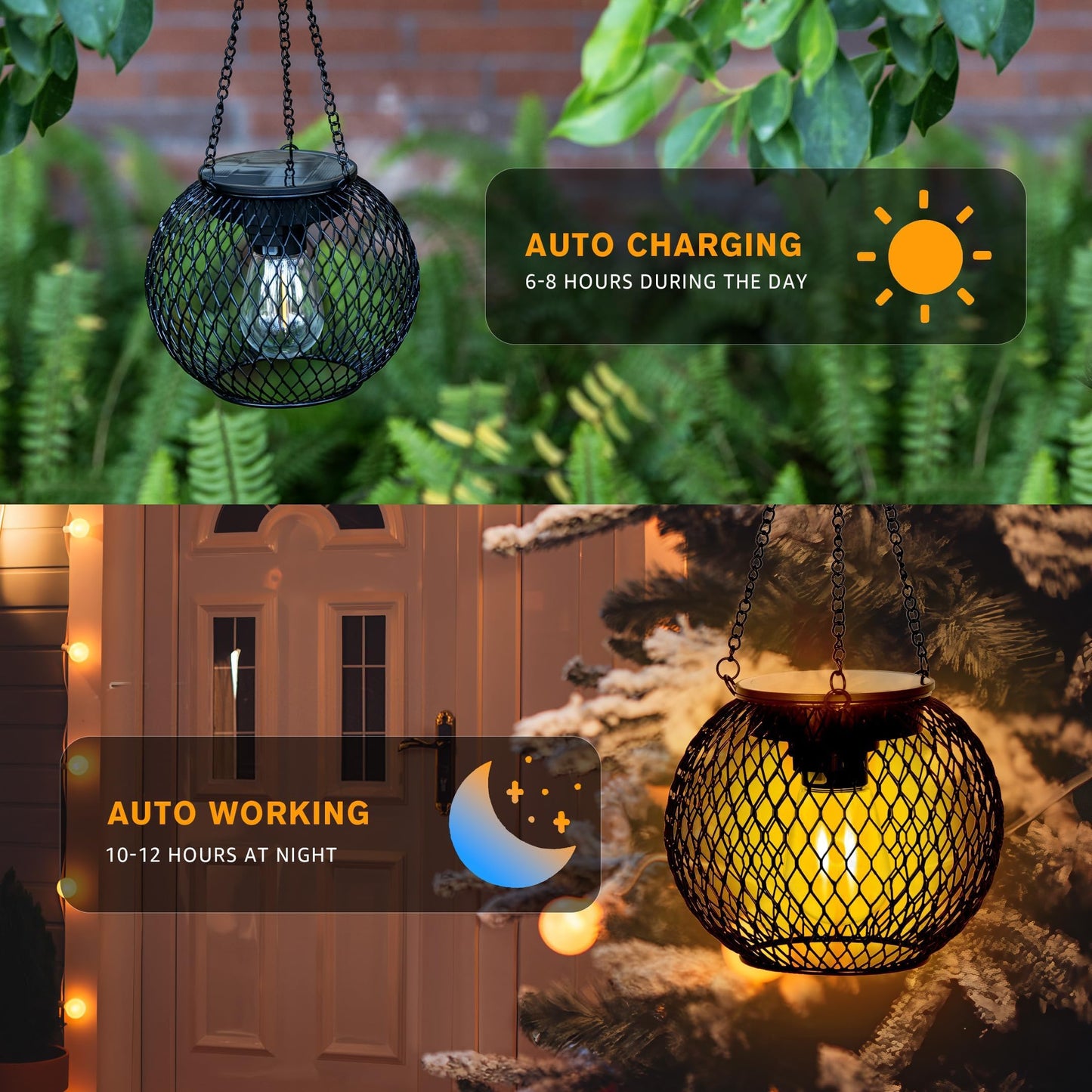 SyouHome Solar Lanterns Outdoor, 4 Pack Brighter Metal Solar Hanging Lanterns, IP65 Waterproof Solar Lights Outdoor, Gardening Gifts & Decor for Garden Yard Patio Pathway