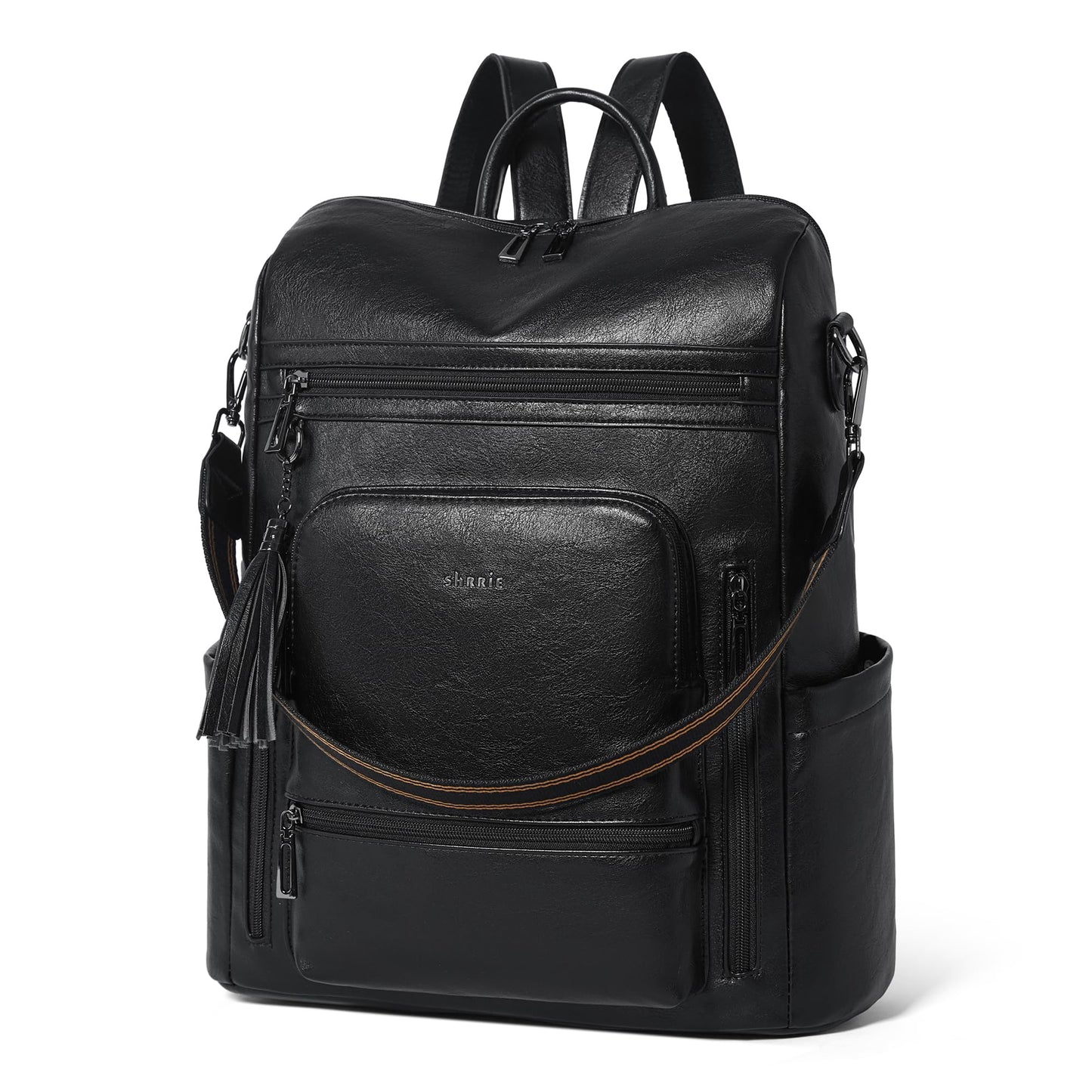 Shrrie Laptop Backpack for Women Vegan Leather 15.6 inch Laptop Bag Large Travel Backpack Purse for Business College Work Brown3
