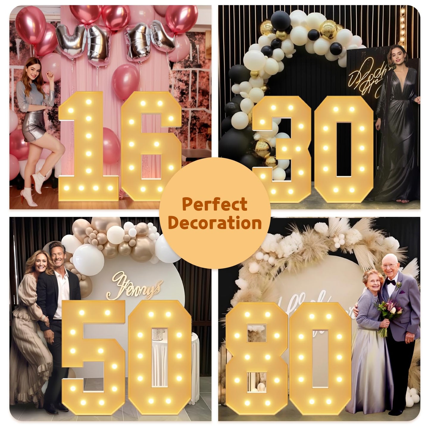 imprsv 4FT 40th Birthday Decorations for Women Men, Marquee Numbers 40