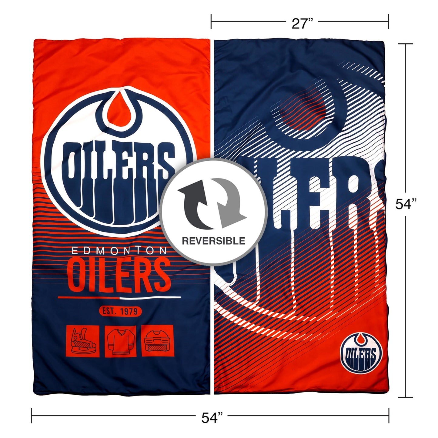 NHL Edmonton Oilers Kids Lightweight Indoor Slumber Bag/Sleeping Bag with Portable Drawstring Bag EXPRESSIONS Ultra-Soft & Cozy (Official NHL Product)