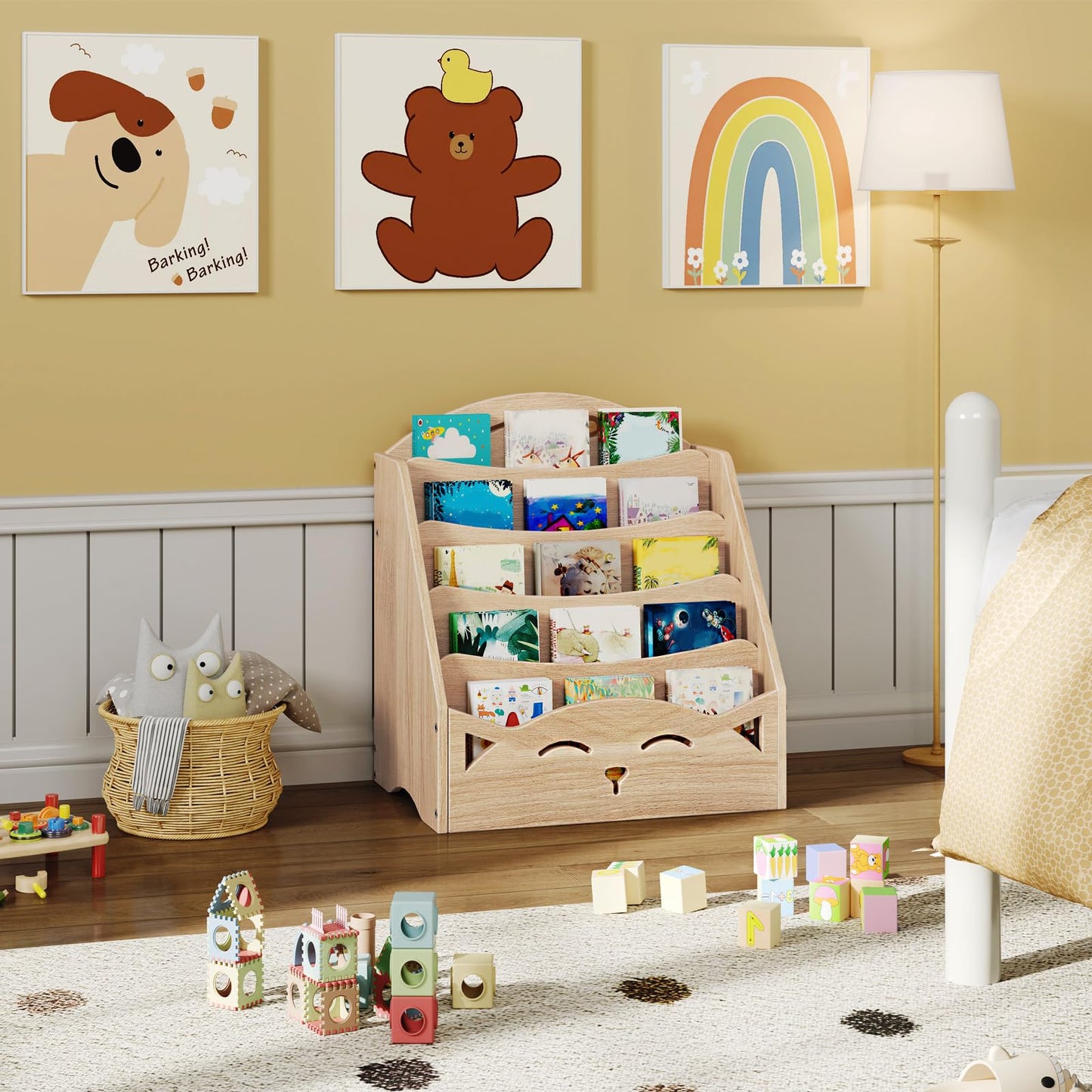 HOOBRO Kids Bookshelf, 5-Tier Book Shelf for Kids Room, Toddler Bookshelf, Baby Bookcase Display Shelves, Kid Book Rack Storage for Playroom and Nursery, Boys & Girls, Natural NL50CW01