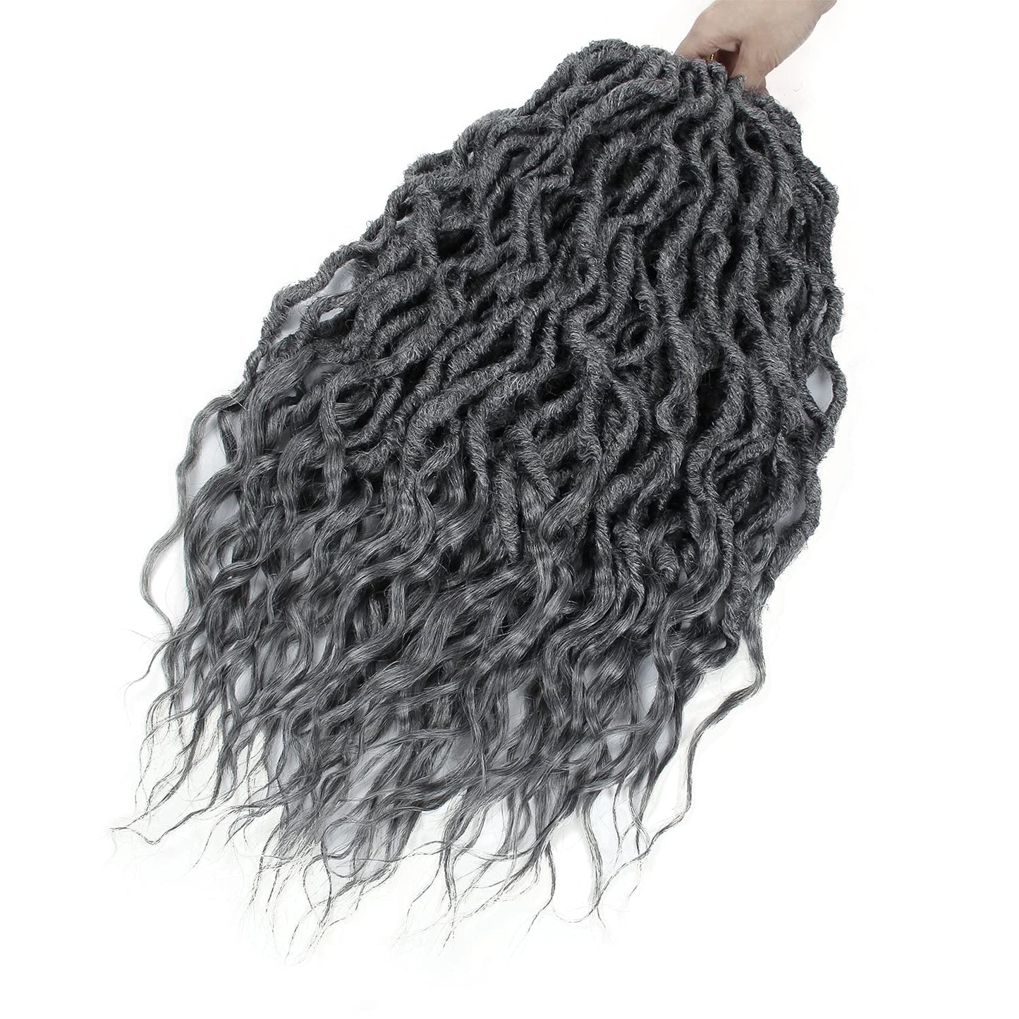 Goddess Faux Locs Crochet Hair 24Inch 6Packs Pre-looped Goddess Locs Crochet Hair,Curly Locs Crochet Hair Soft Dreadlocks Faux Crochet Locs Synthetic Crochet Braids for Black Women(24'', Grey) …
