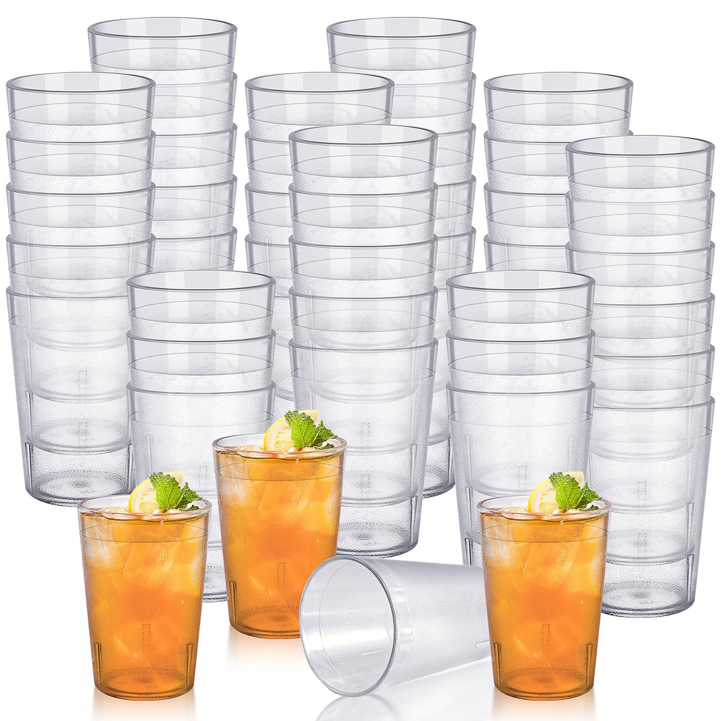 48 Pack 8oz Clear Plastic Cup Restaurant Grade Break Resistant Drinking Glasses are Reusable, Stackable and Shatterproof Drink Tumblers for Cafe Party and Catering Supplies