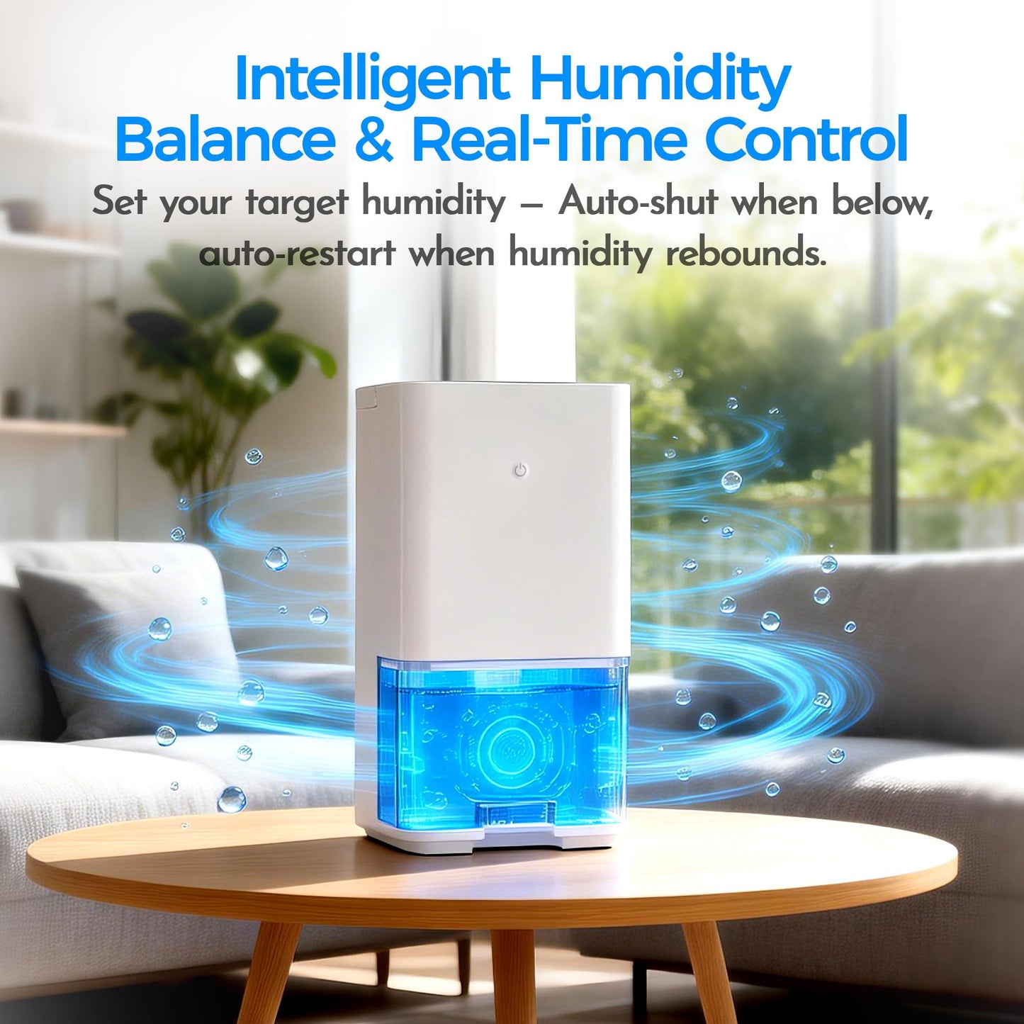 Home Dehumidifier, 40W Low Energy Dehumidifier with 1.2L Water Tank, Auto Shut-Off & Humidity Sensor, Quiet Dehumidifier for Bedroom, Basement, Bathroom (Up to 323 sq.ft)
