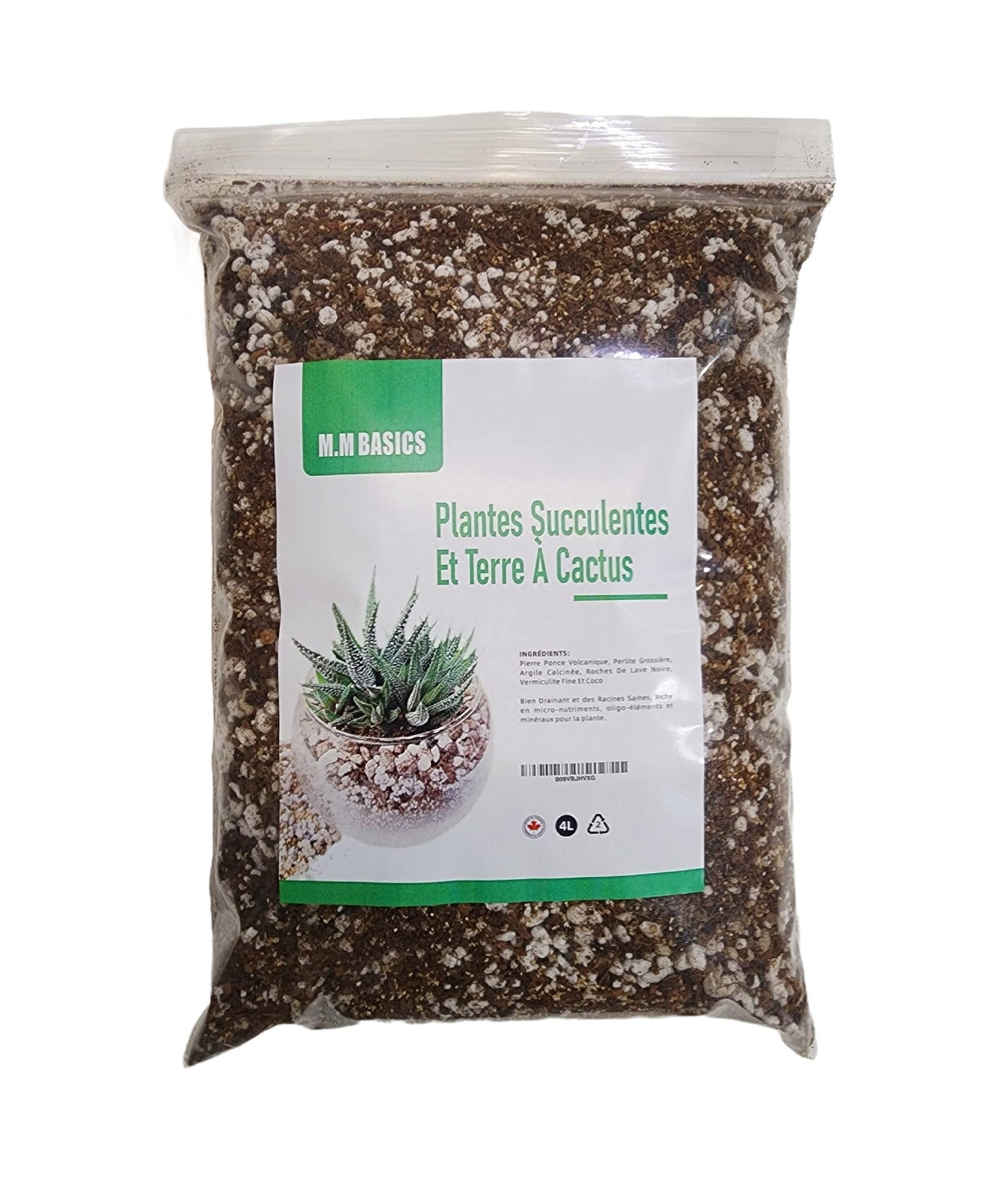 M.M BASICS Succulent Soil Mix/Cactus Soil, Mixed with Volcanic Pumice, Coarse Perlite, Calcined Clay, Black Lava Rocks, Fine Vermiculite and Coco Coir, Well-Draining and Healthy Roots, (4 litres)
