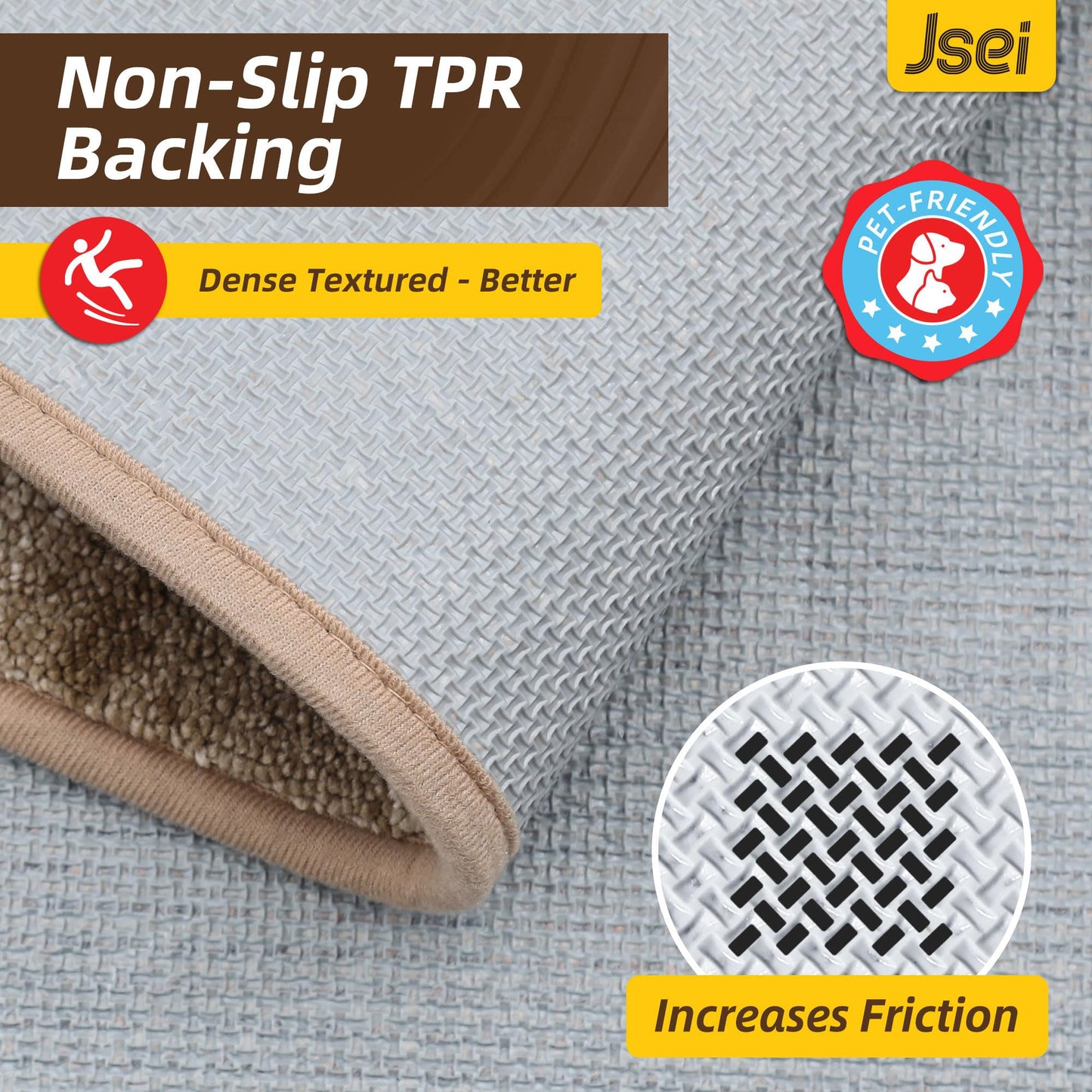JSEI Dirt Trapper Door Mat 24"x36", Non-Slip Doormats Washable Entryway Mat, Welcome Floor Mat Absorbent Low Profile Dog Door Mats for Front Back Door, Wet Shoes & Paws, Beige
