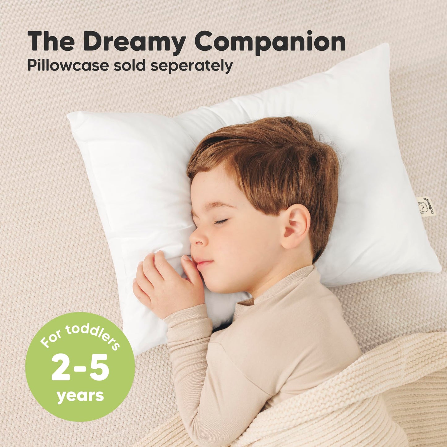KeaBabies 2-Pack Toddler Pillows 2 Year Old to 5-13x18 Soft Organic Cotton Kids Pillow for Sleeping, Travel, School, Daycare, Nap, Toddler Bed, Machine Washable, Without Pillowcase(Soft White)