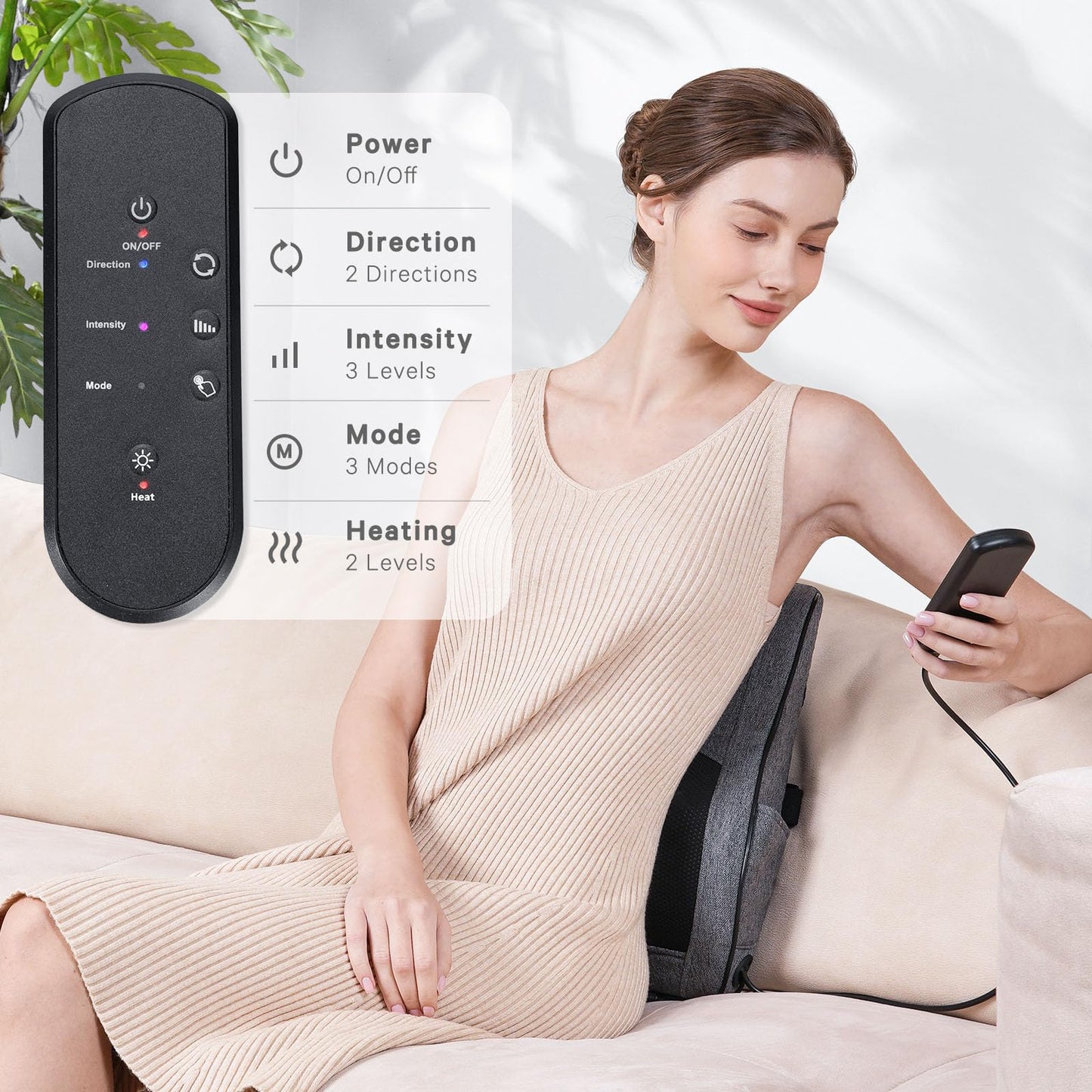 Boriwat Back Massager Neck Massager with Heat, Shiatsu Massage Pillow for Pain Relief, Masseur for Neck, Back, Shoulder and Leg, Gifts for Men Women Mom Dad, Stress Relax at Home and Office