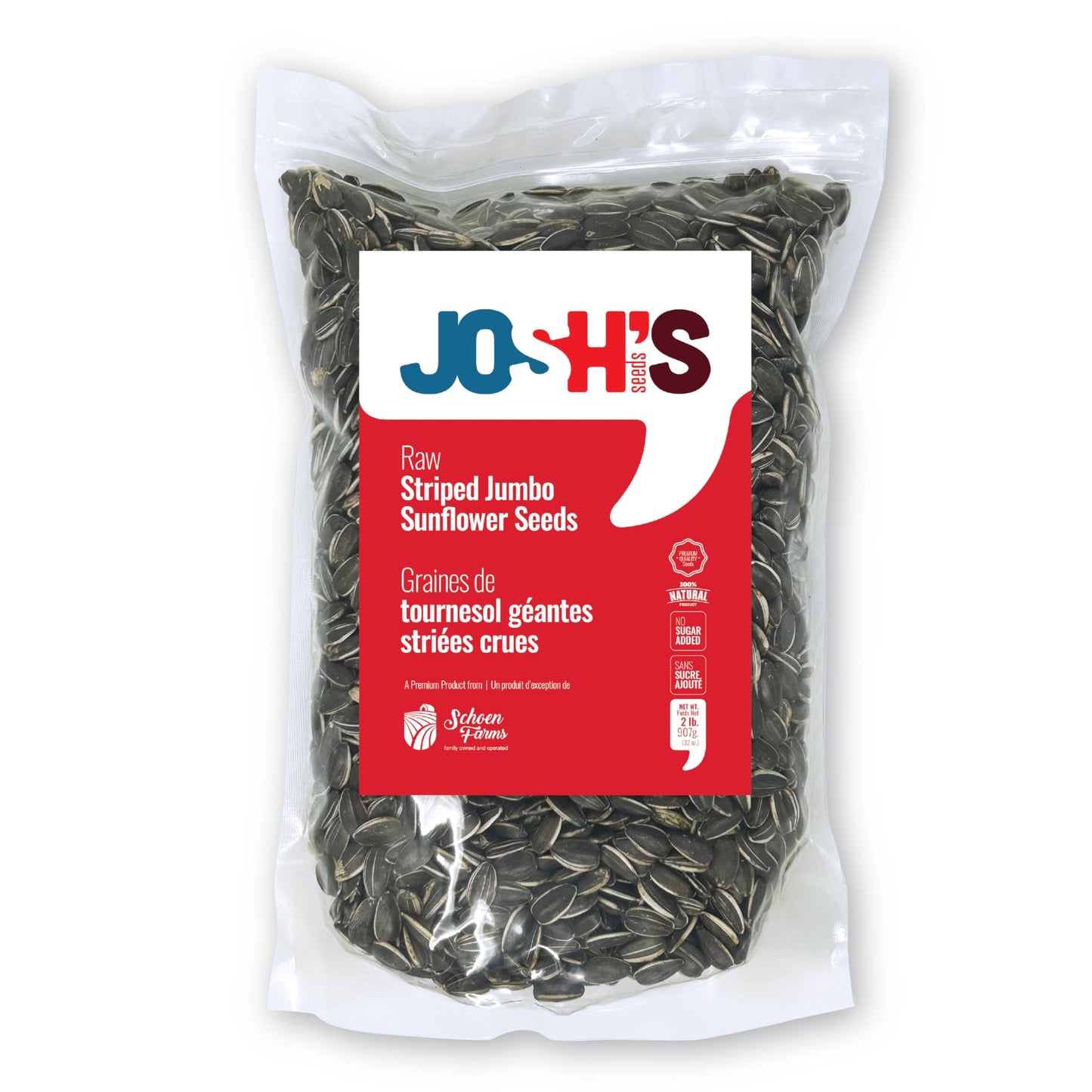 Josh's Seed Raw Striped Jumbo Sunflower Seeds (2 LBS) - Product of Canada