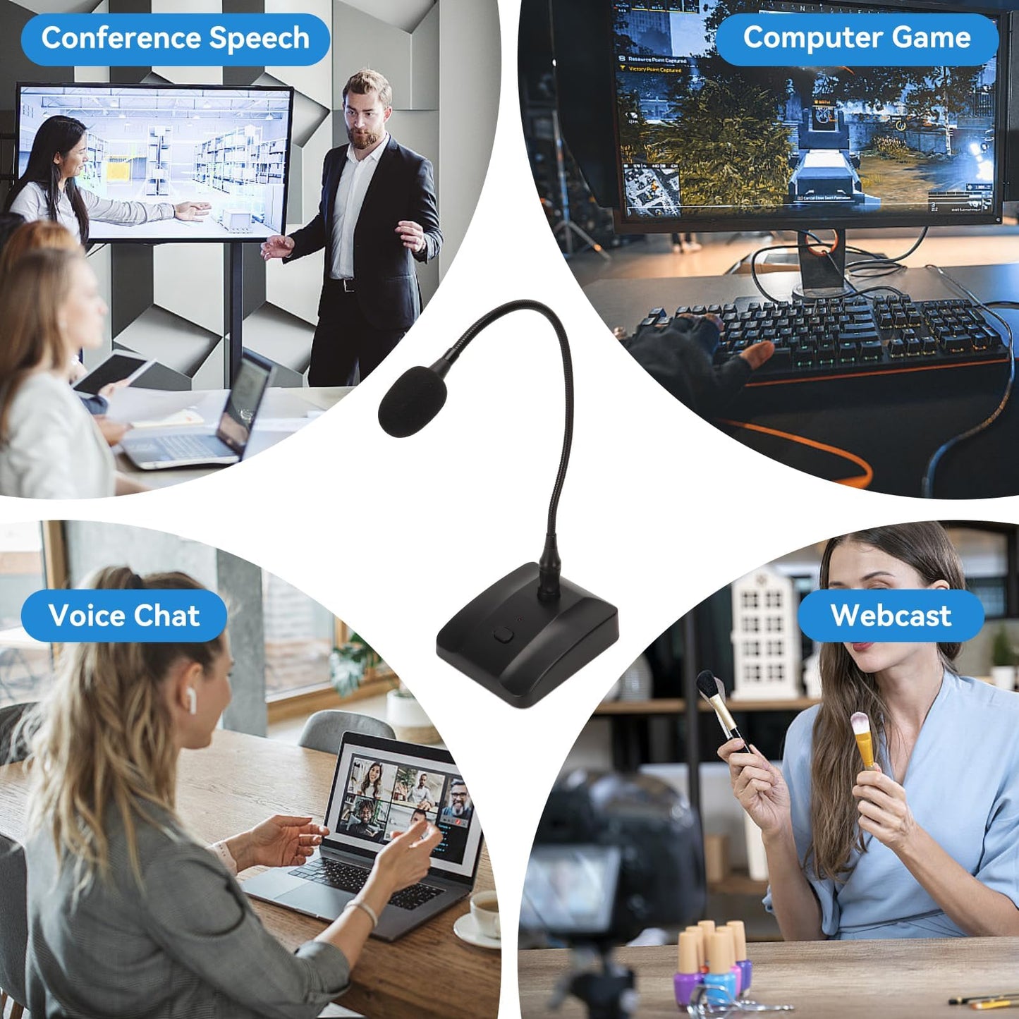 Gooseneck Condenser Microphone, Desktop Mic 6.35mm Wired Microphone Podium Microphones USB Microphone Desktop Paging Mic Corded Voice Mic for Meetings Lectures
