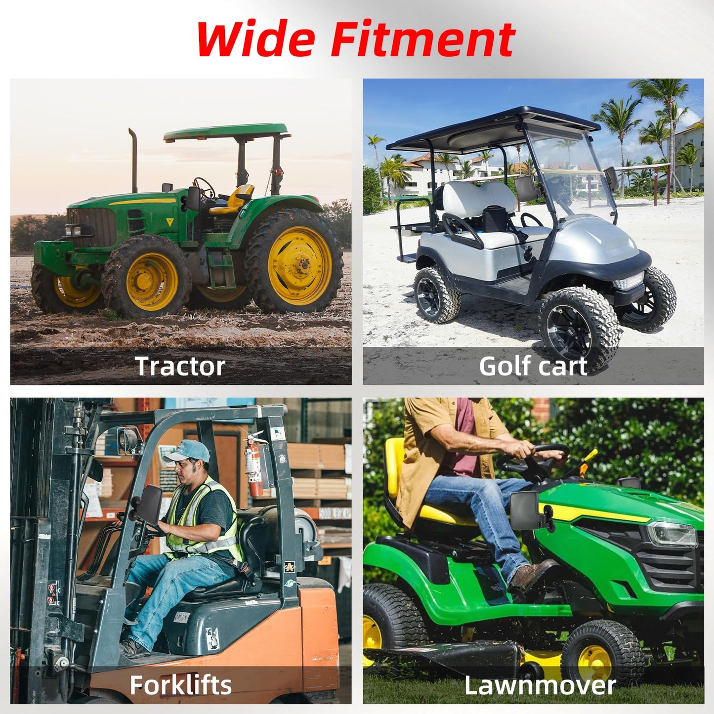 OFIG Universal Magnetic Tractor Mirrors, Side Mirrors for Tractors, Golf Carts, Forklifts, Lawn Movers, Small Dozers, Compatible with John Deere, Kubota B BX Mahindra Tractor Accessories